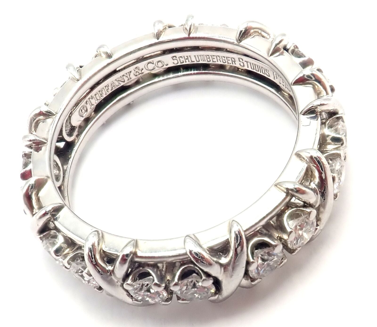 Tiffany & Co Jean Schlumberger Platinum 16 Stone Diamond Band Ring Size 8.25 | Fortrove