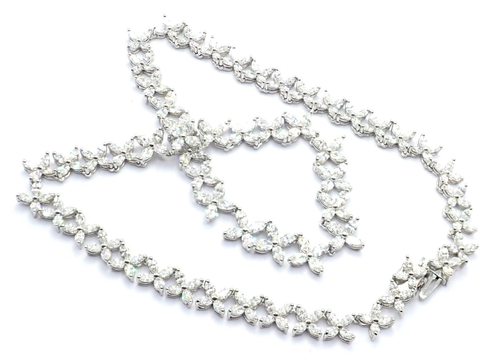 Authentic Tiffany & Co Victoria Platinum Graduated Marque Shape Diamond Necklace | Fortrove