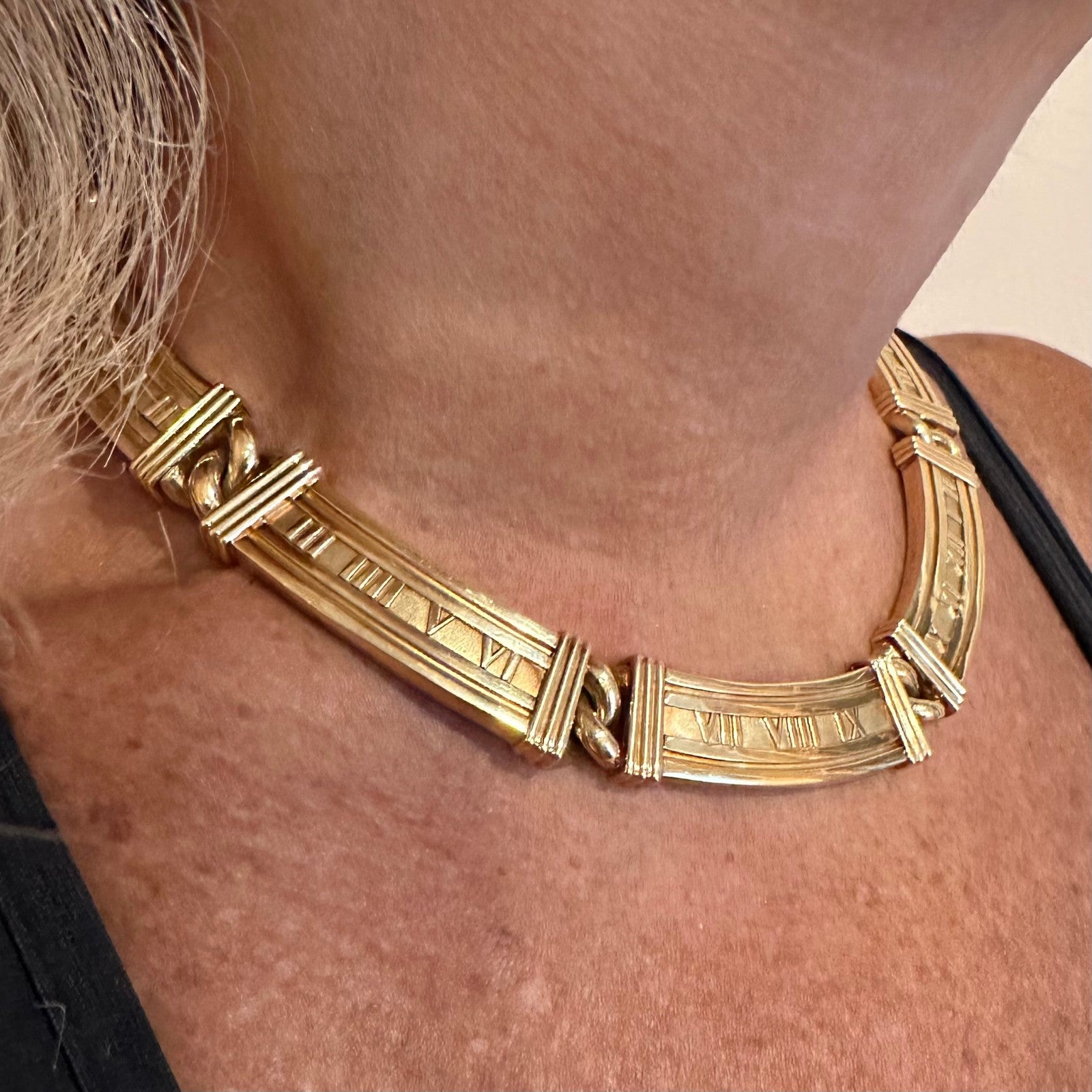 Vintage! Authentic Tiffany & Co Atlas 18k Yellow Gold Link Collar Necklace 1995 | Fortrove
