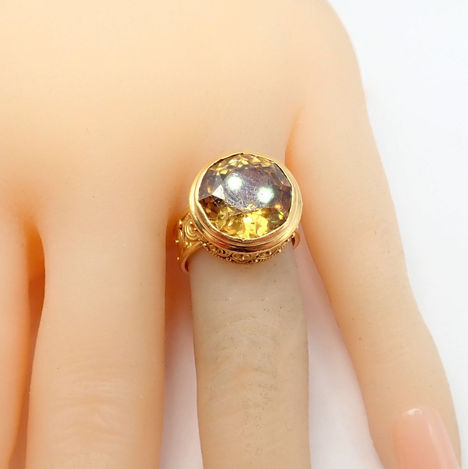 Carolyn Tyler Jewelry & Watches:Fine Jewelry:Rings Carolyn Tyler 22k Yellow Gold Seven Seas Large Golden Yellow Zircon Ring