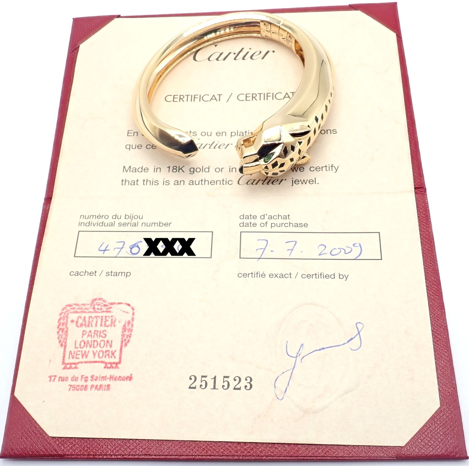 Cartier Jewelry & Watches:Fine Jewelry:Bracelets & Charms Authentic! Cartier Panther Panthere 18k Yellow Gold Bangle Bracelet Size 16 Cert