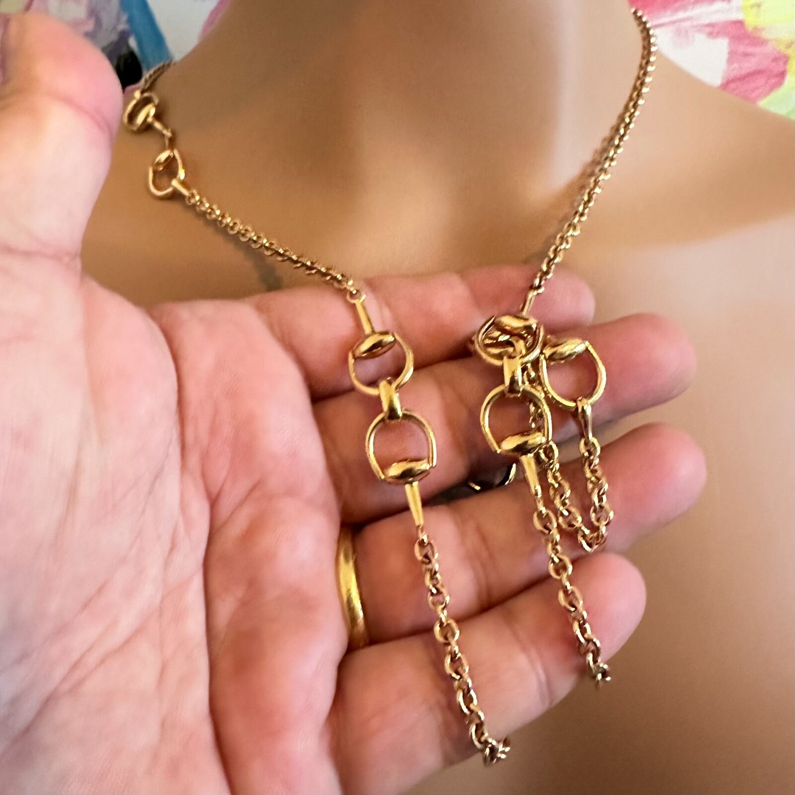Rare! Authentic Gucci 18k Yellow Gold Horsebit 34.5" Long Chain Sautoir Necklace | Fortrove