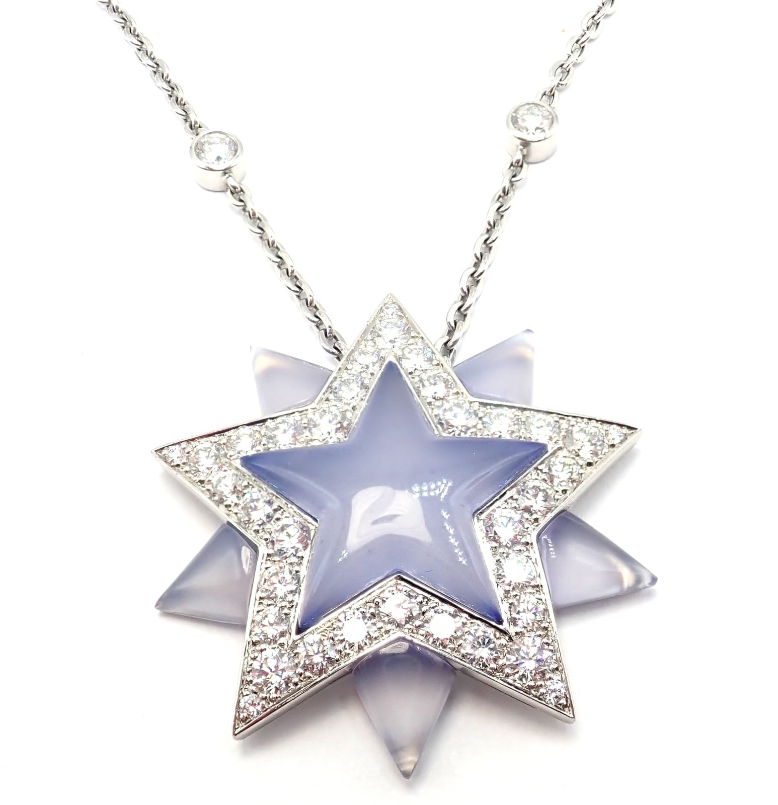 Tiffany & Co. Jewelry & Watches:Fine Jewelry:Necklaces & Pendants Authentic! Tiffany & Co Platinum Diamond Blue Chalcedony Star Pendant Necklace