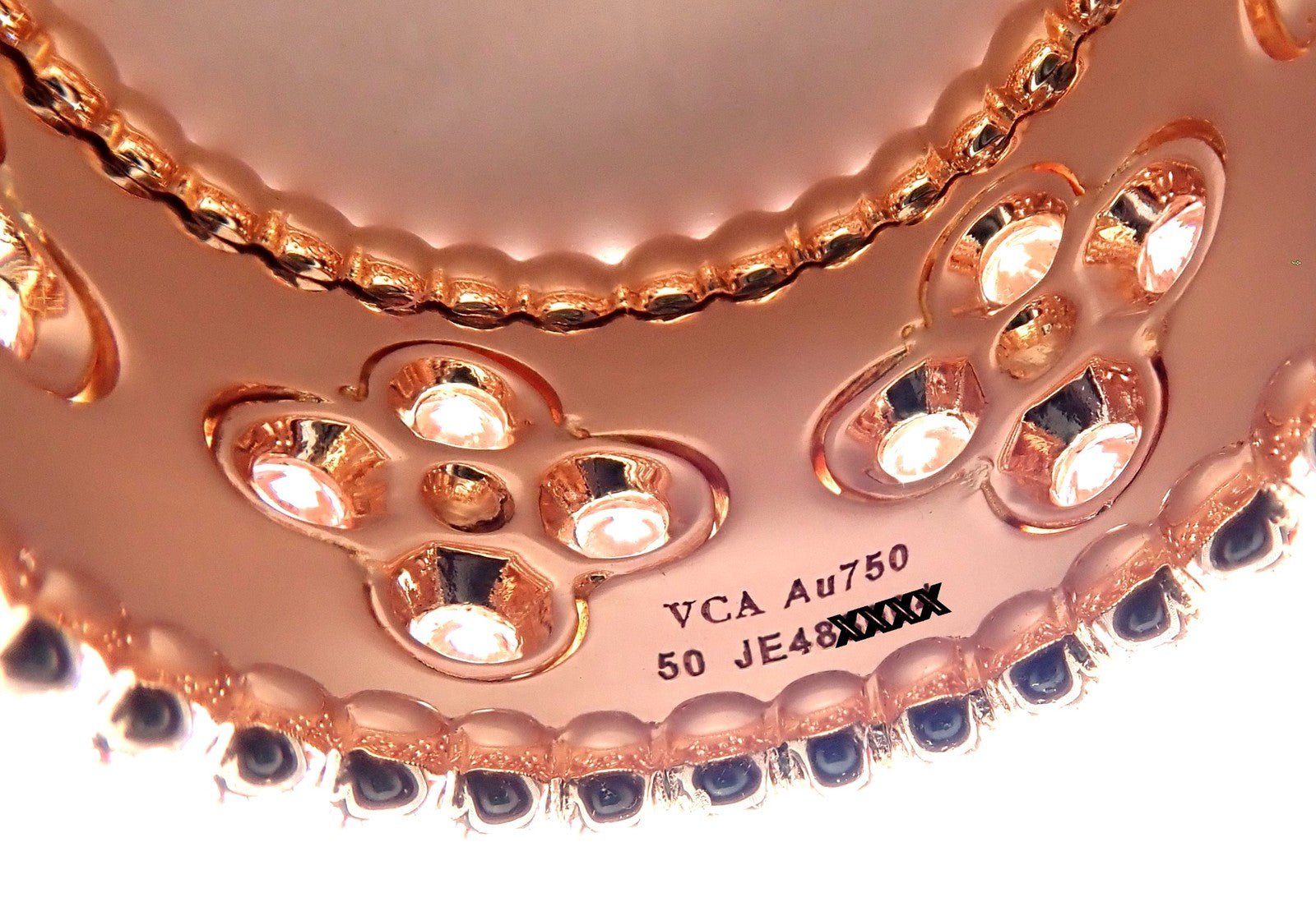 Van Cleef & Arpels Jewelry & Watches:Fine Jewelry:Rings Authentic! Van Cleef & Arpels 18k Rose Gold Diamond Clovers Band Ring Size 50