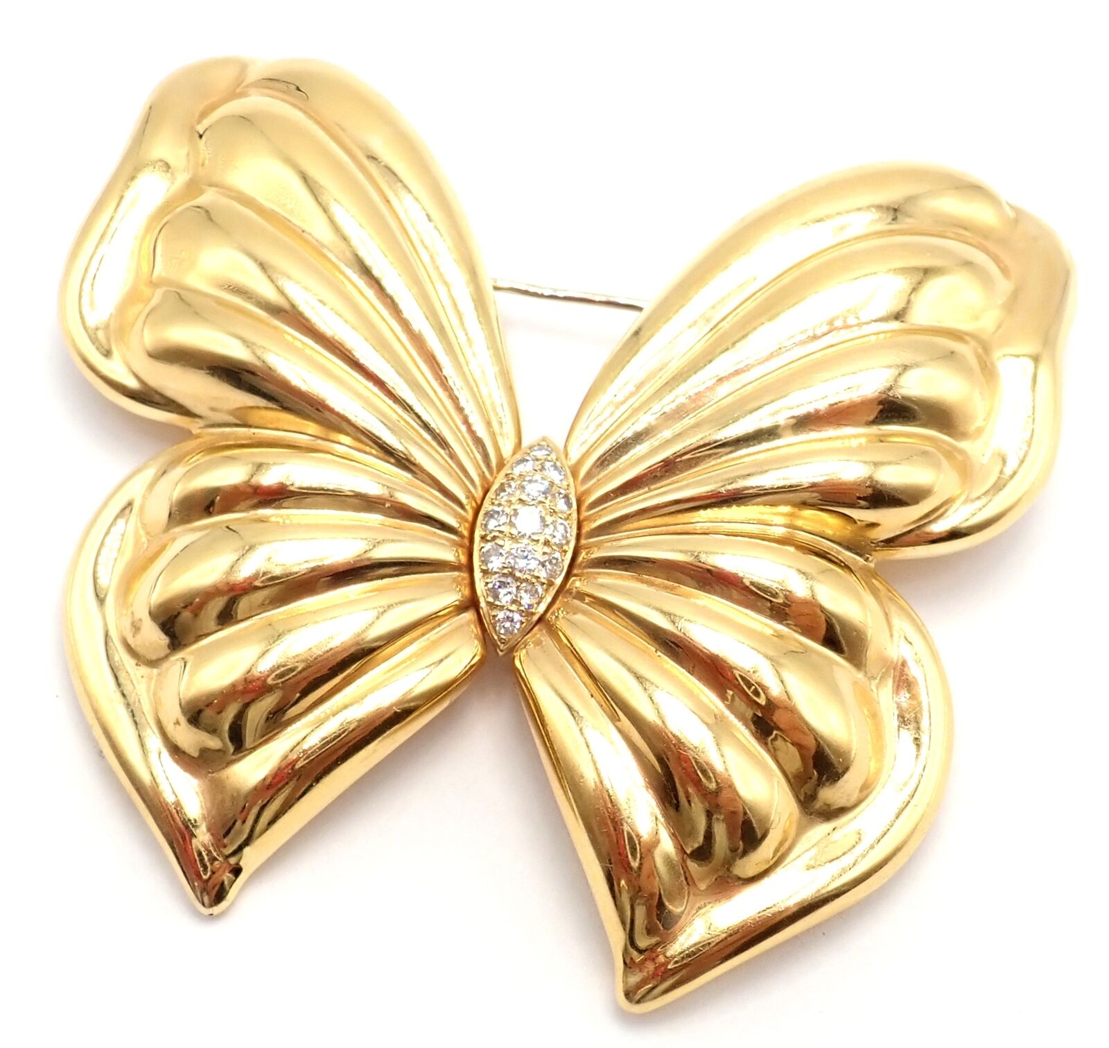 Authentic! Van Cleef & Arpels 18k Yellow Gold Extra Large Butterfly Pin Brooch | Fortrove