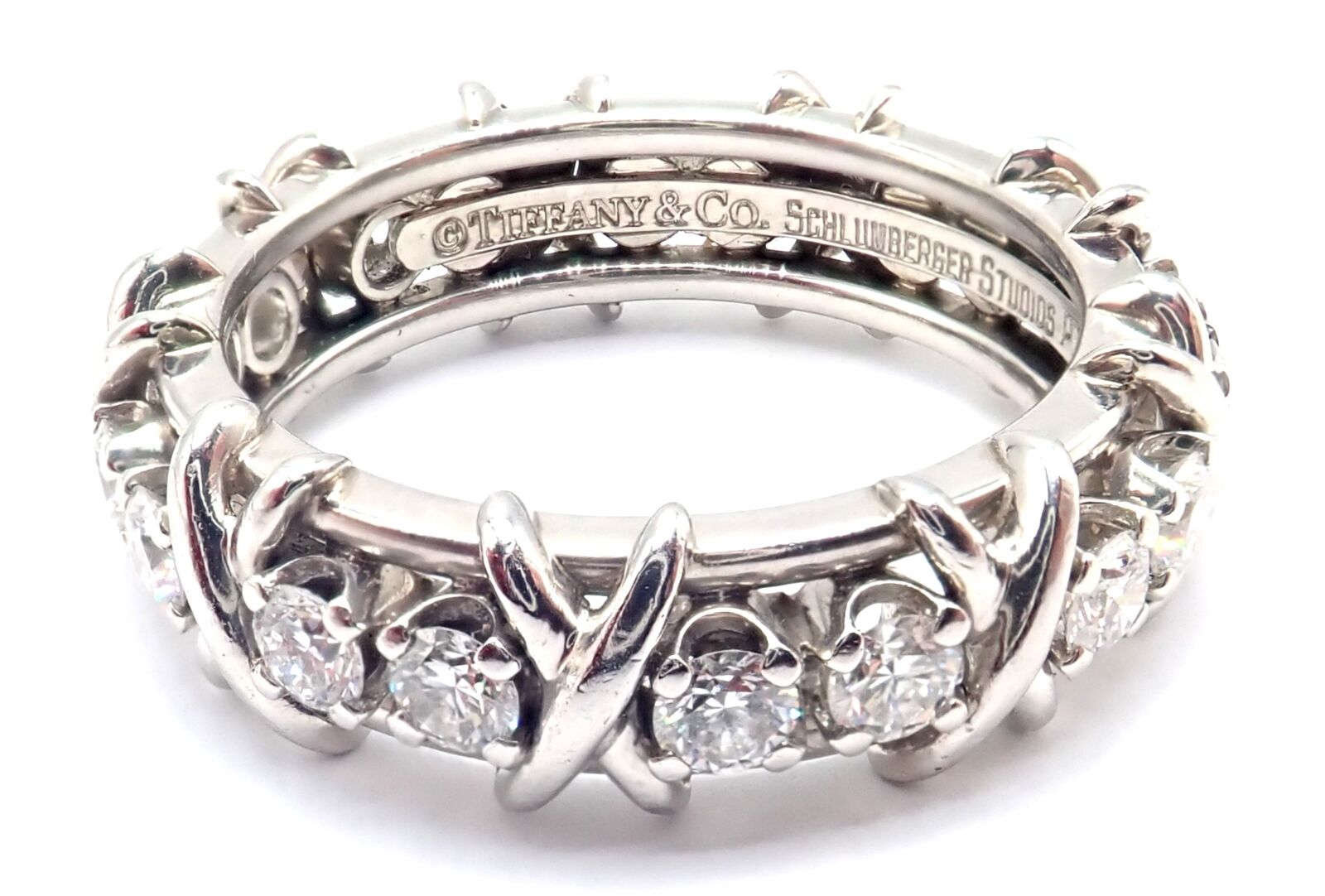 Tiffany & Co Jean Schlumberger Platinum 16 Stone Diamond Band Ring Size 8.25 | Fortrove