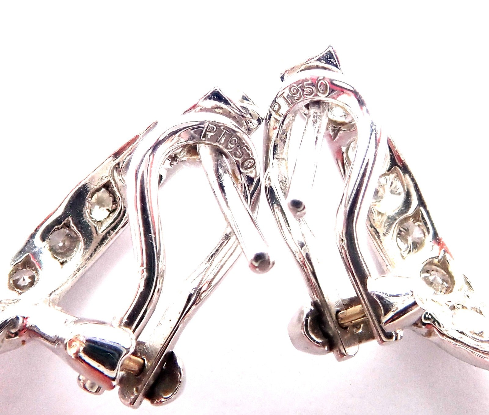 Authentic! Harry Winston Platinum Diamond Twisted Long Hanging Drop Earrings | Fortrove