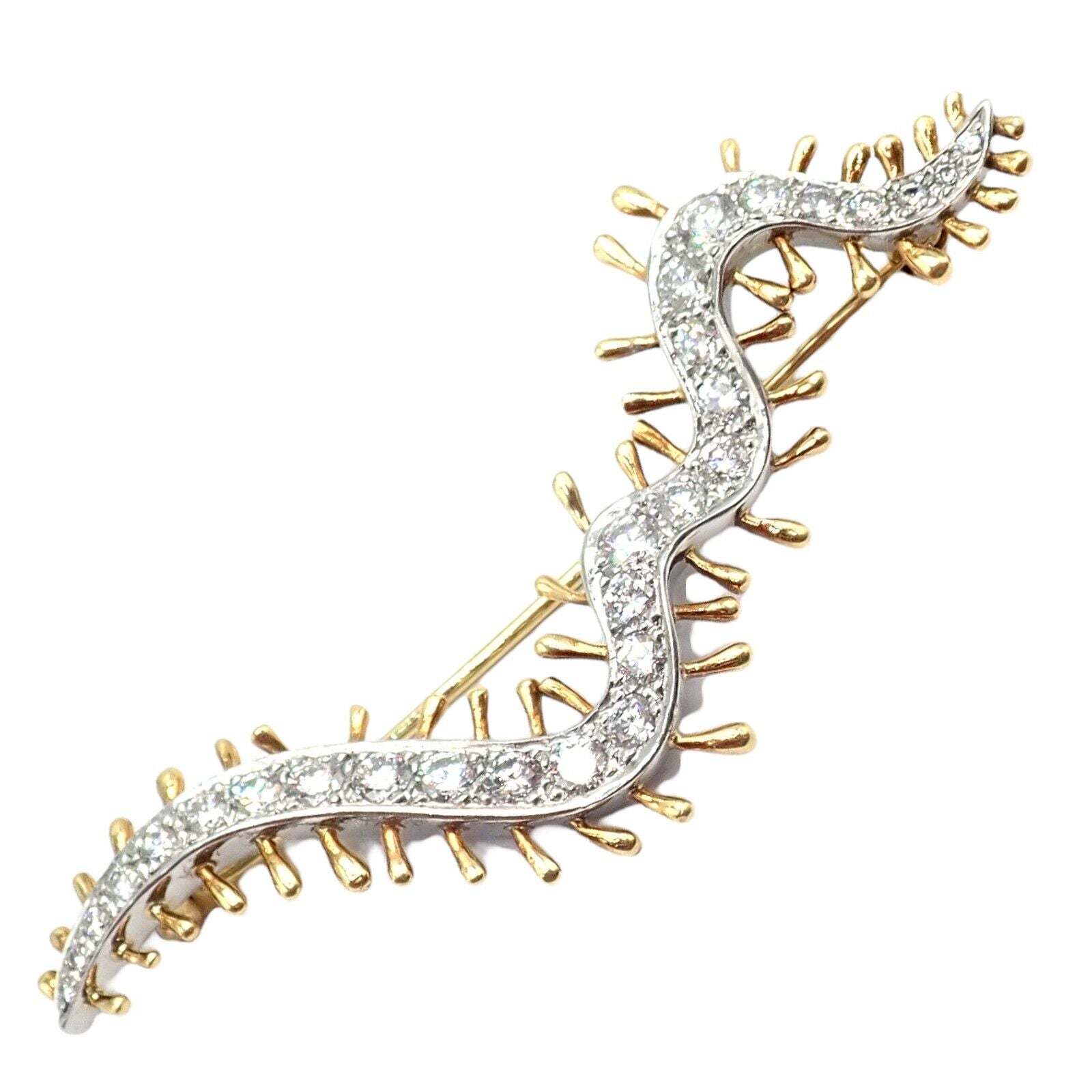 Vintage Tiffany & Co. Platinum 18k Yellow Gold Diamond Centipede Pin Brooch 1988 | Fortrove