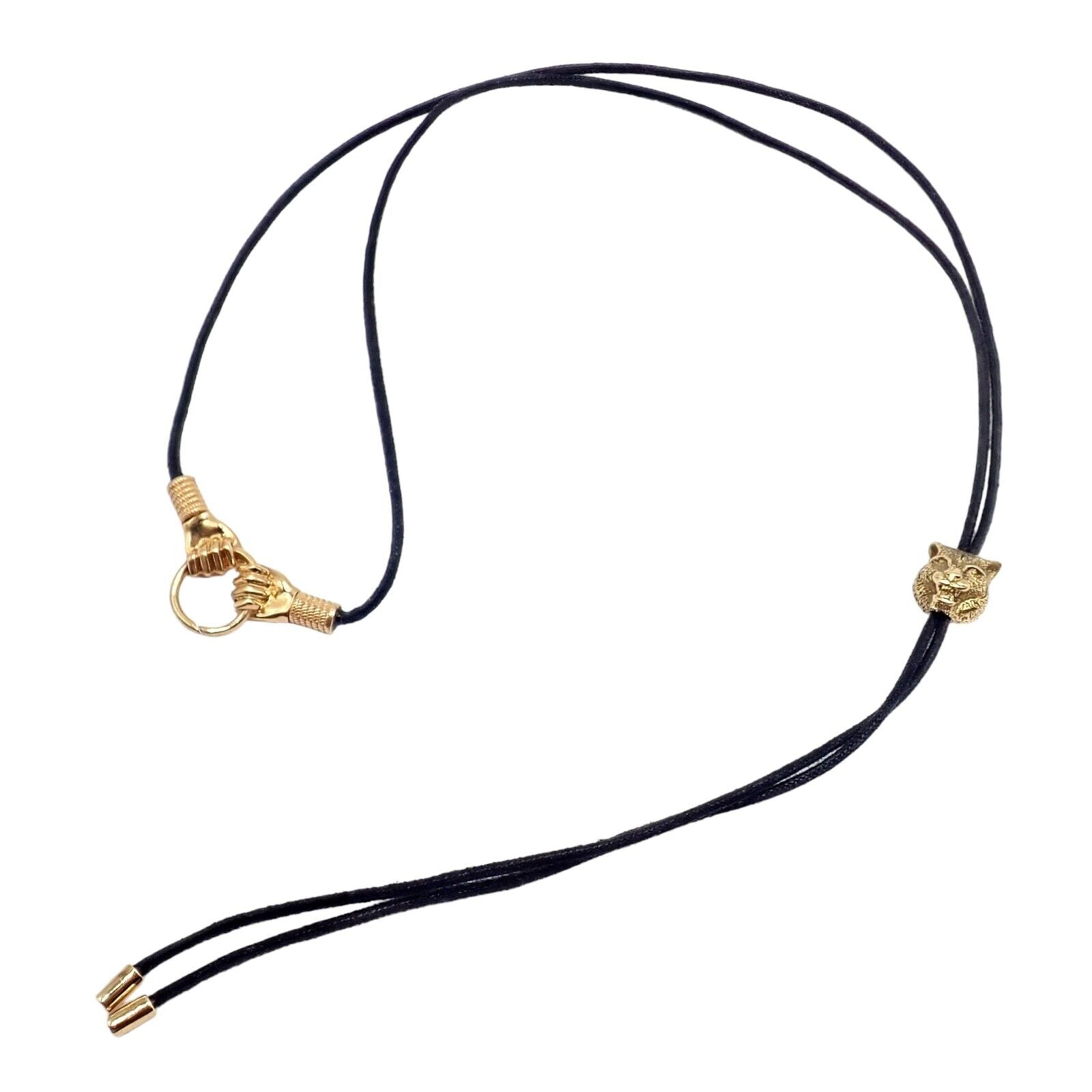 Gucci 18k Yellow Gold Le Marche des Merveilles Tiger Bolo Tie Necklace | Fortrove