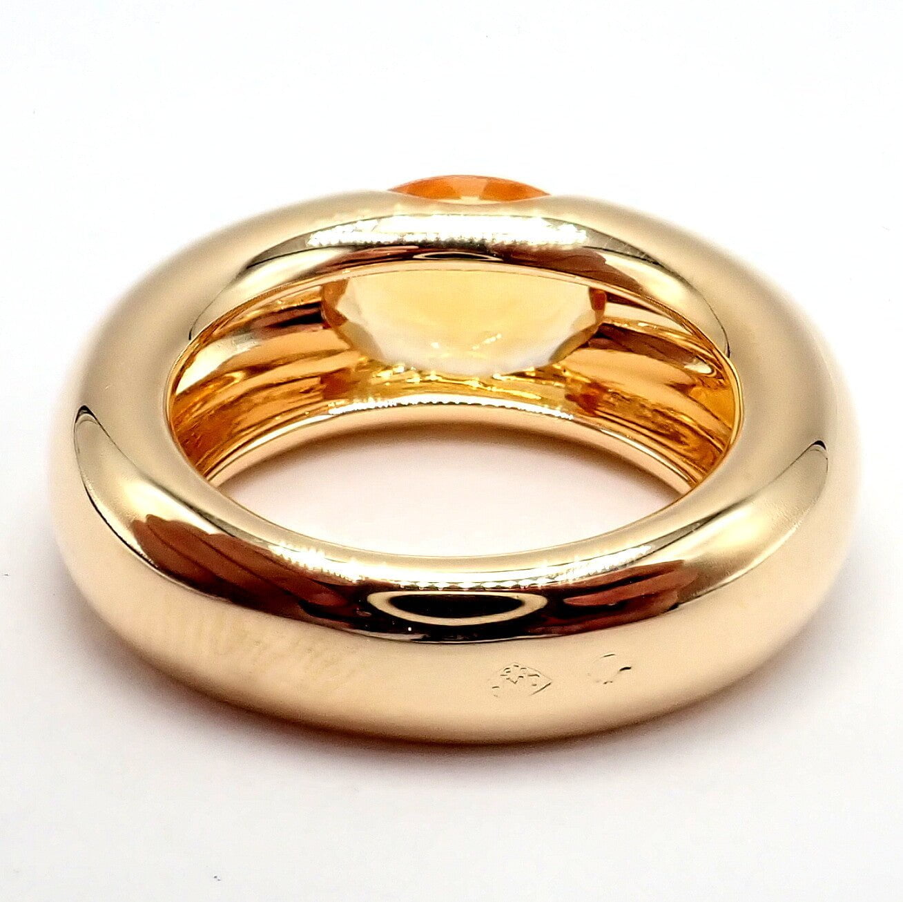 Authentic! Cartier 18k Yellow Gold Citrine Wide Large Ellipse Band Ring Size 5.5 | Fortrove