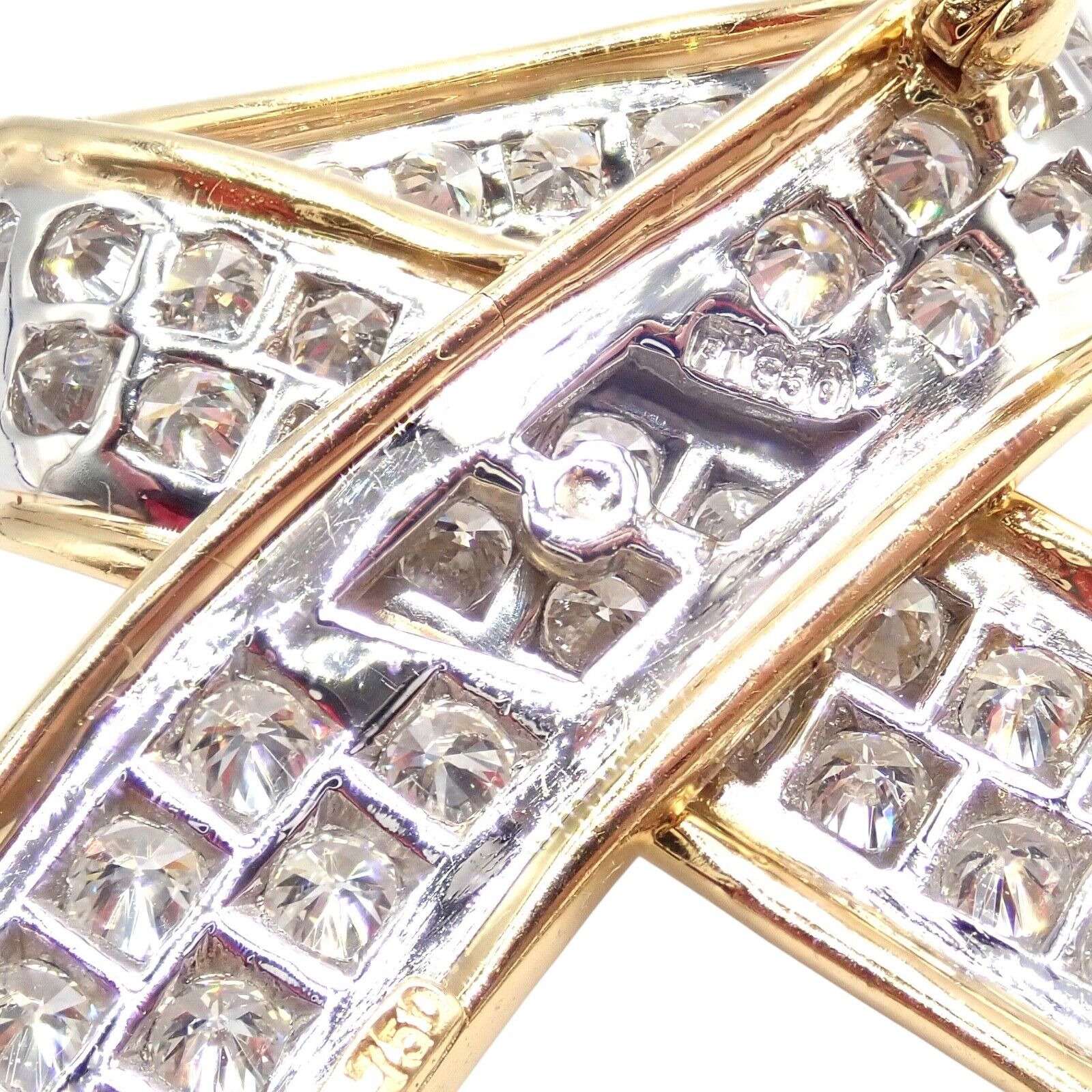 Vintage! Tiffany & Co 18k Yellow Gold Platinum Diamond Ribbon Bow Pin Brooch | Fortrove