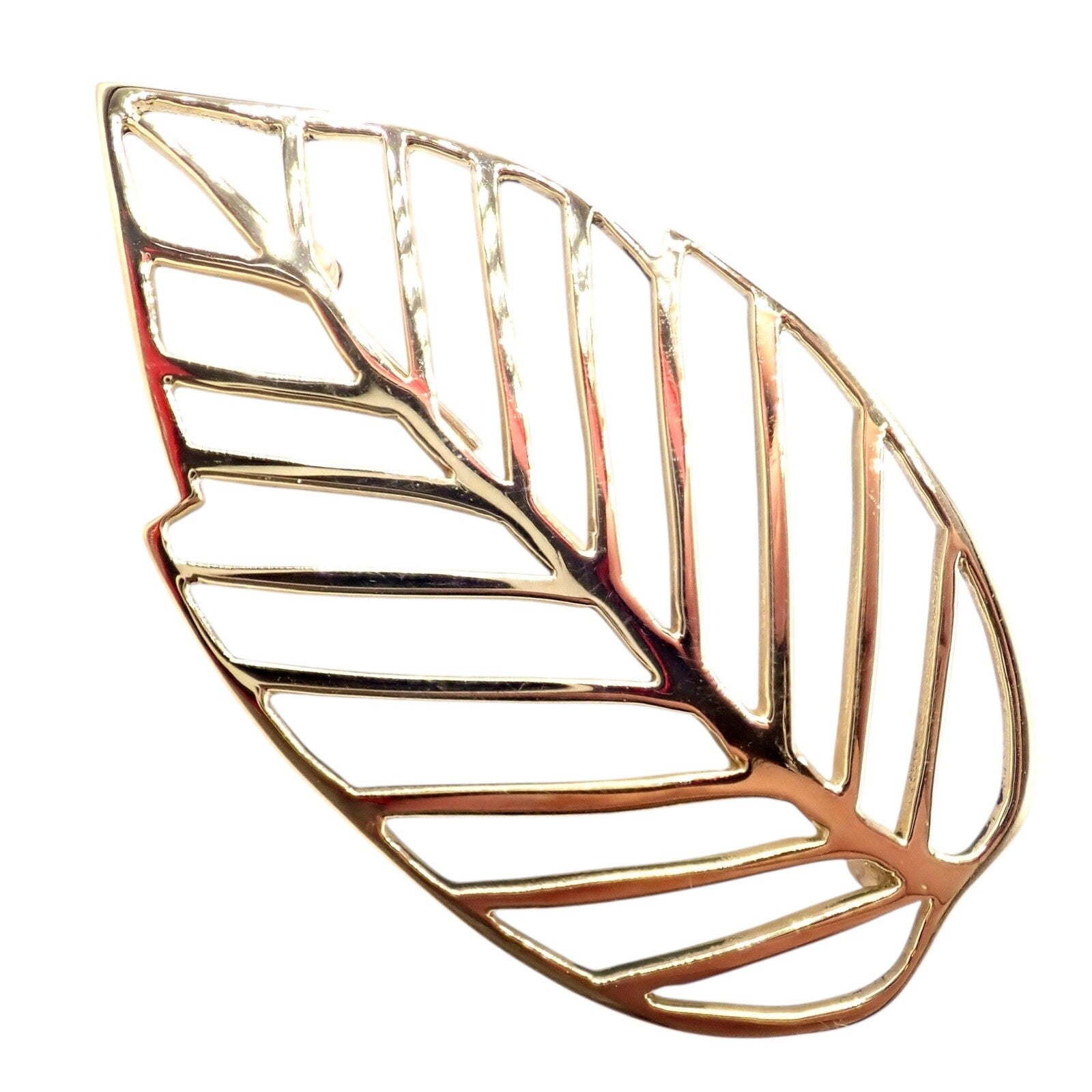 Authentic! Tiffany & Co Angela Cummings 18k Yellow Gold Leaf Pin Brooch 1981 | Fortrove