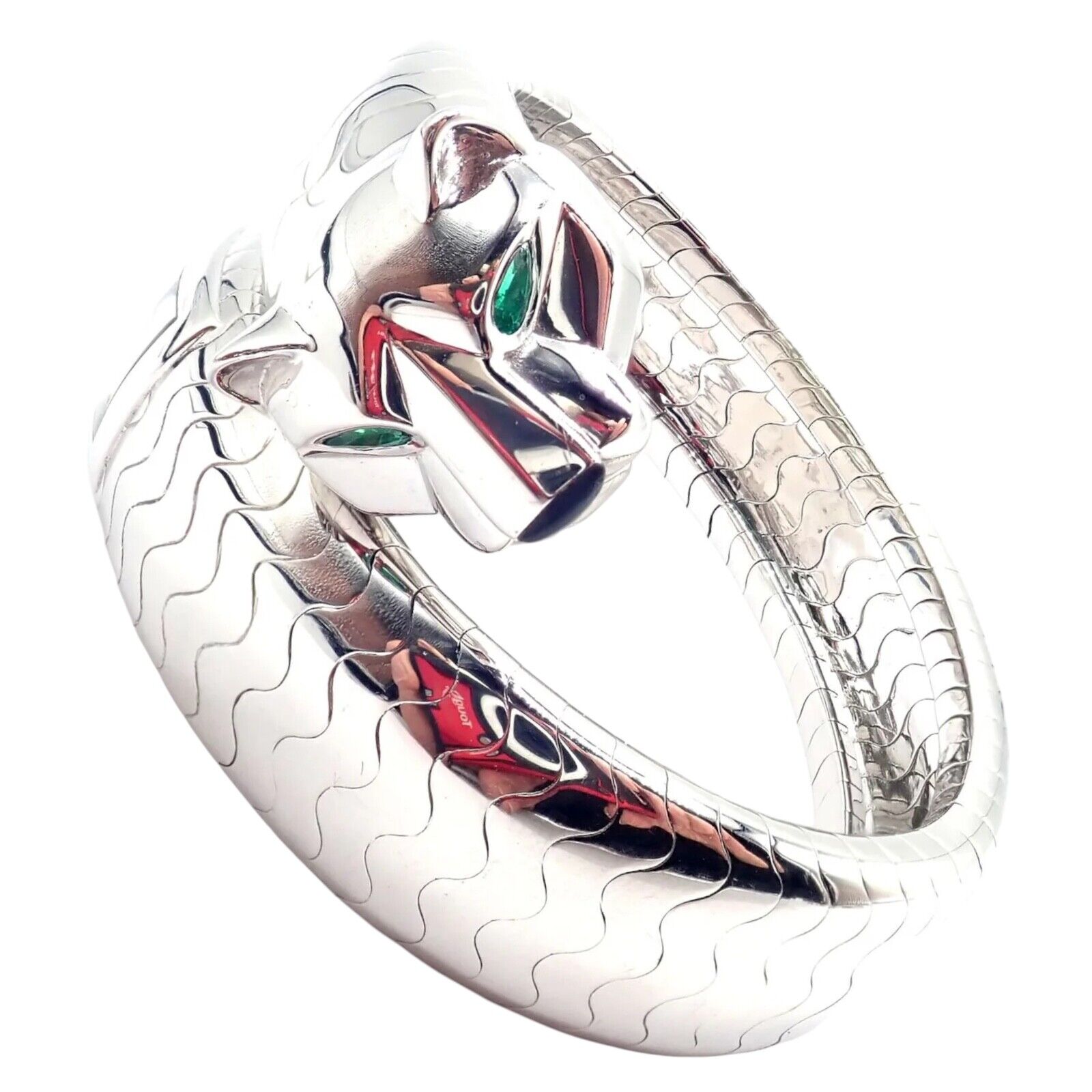 Cartier Panther Panthere 18k White Gold Lakarda Bangle Bracelet Watch Paper | Fortrove