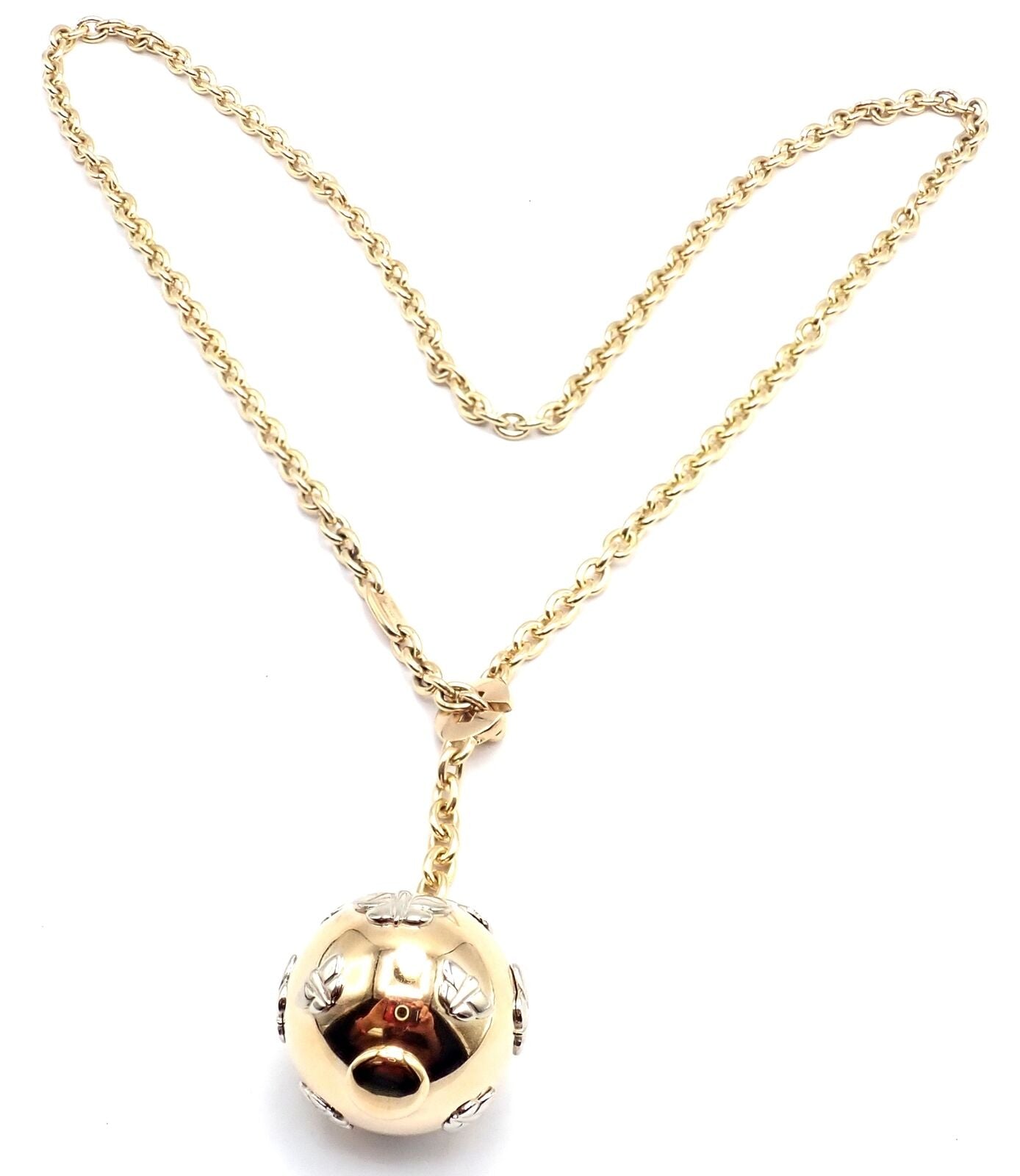 Authentic! Bulgari Bvlgari 18k Yellow Gold Butterfly Globe Pendant Link Chain | Fortrove