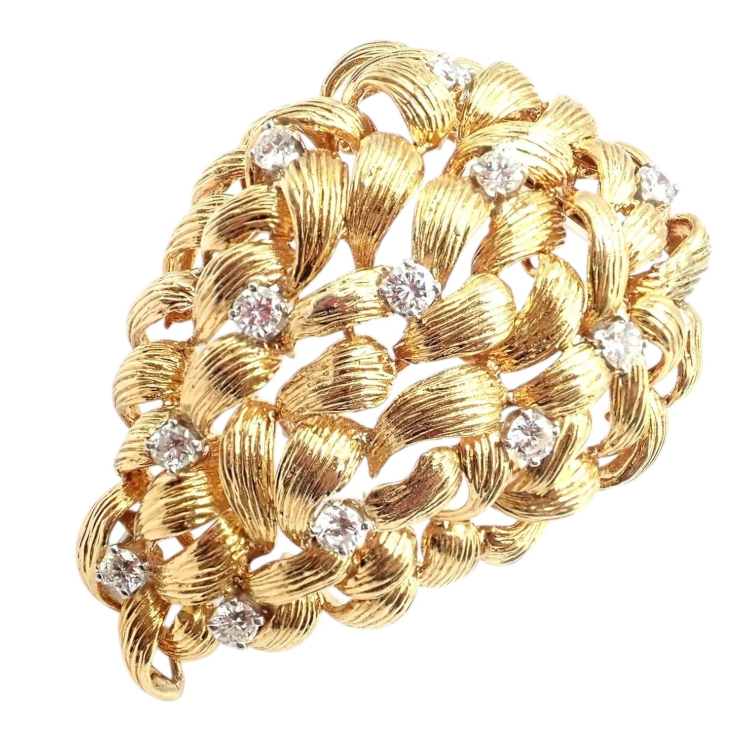 David Webb Jewelry & Watches:Fine Jewelry:Brooches & Pins Authentic! David Webb 18k Yellow Gold Diamond Large Brooch