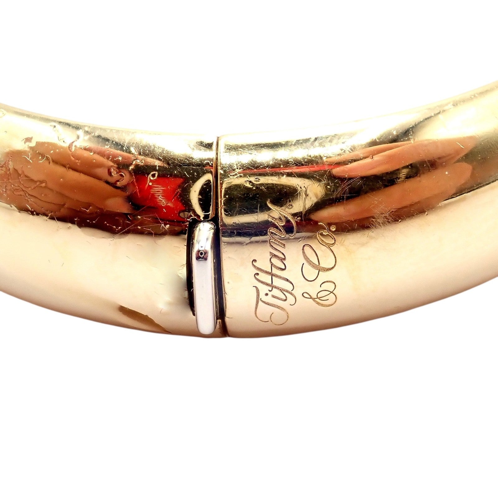 Authentic! Tiffany & Co 18k Yellow Gold Bangle Signature Bracelet | Fortrove