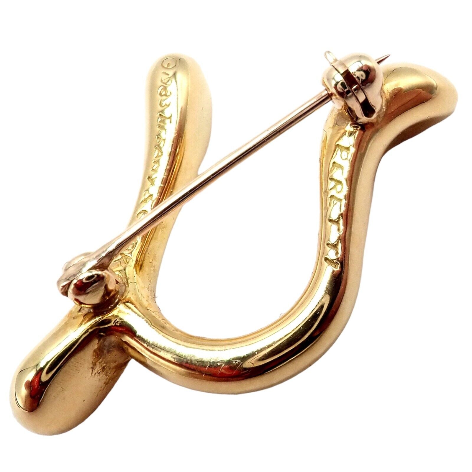 Authentic! Tiffany & Co Peretti 18k Yellow Gold Initial N Pin Brooch 1983 | Fortrove