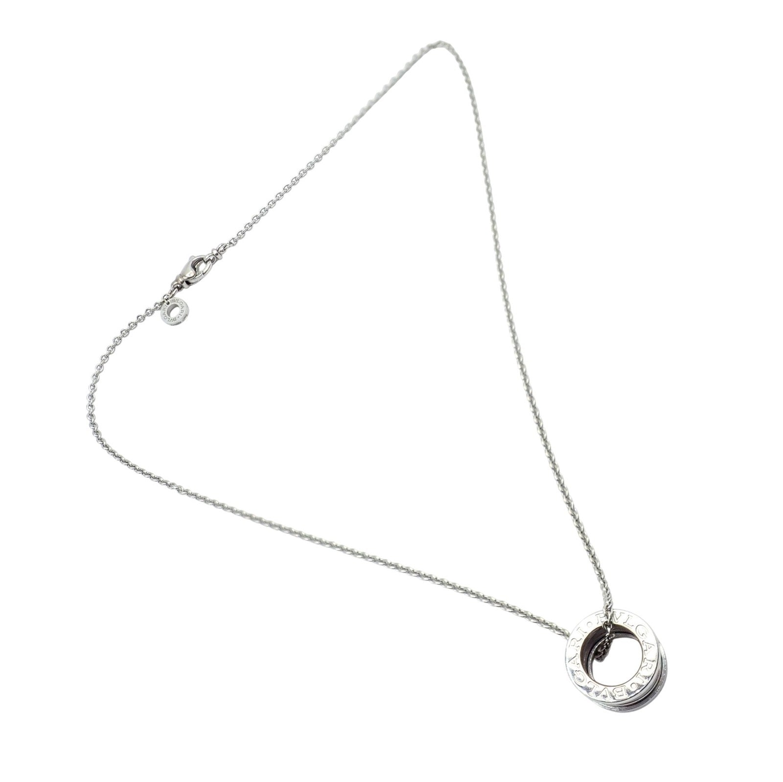 Authentic! Bulgari Bvlgari 18k White Gold B.Zero1 Pendant Necklace Box + Papers | Fortrove