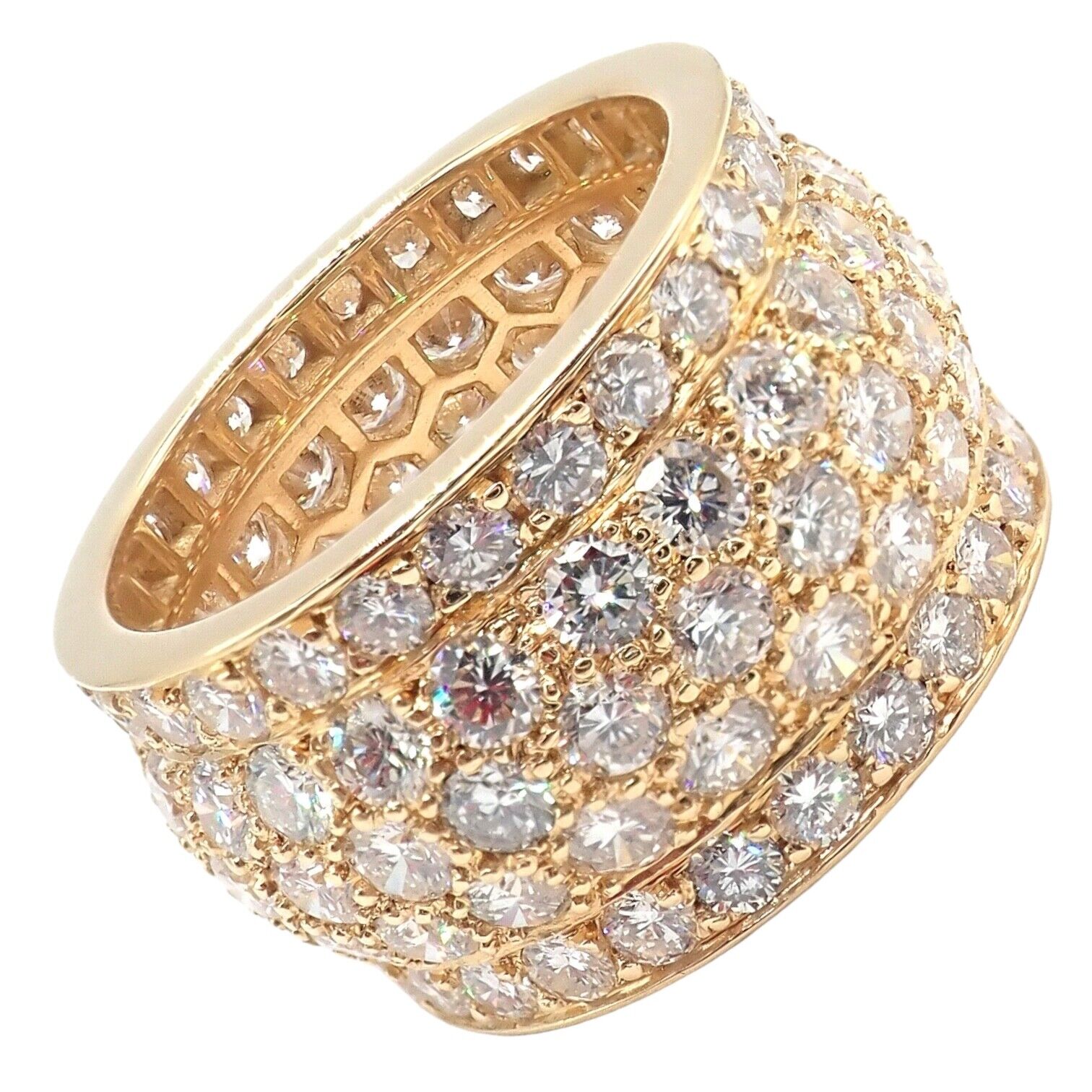 Authentic! Cartier Nigeria 18k Yellow Gold Diamond Wide Band Ring Size 53 | Fortrove