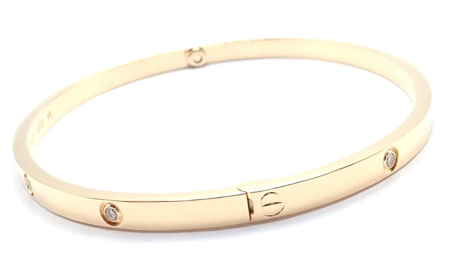 Cartier Jewelry & Watches:Fine Jewelry:Bracelets & Charms Cartier Love 18k Yellow Gold 10 Diamond Small Model Bangle Bracelet Sz 19 Cert.