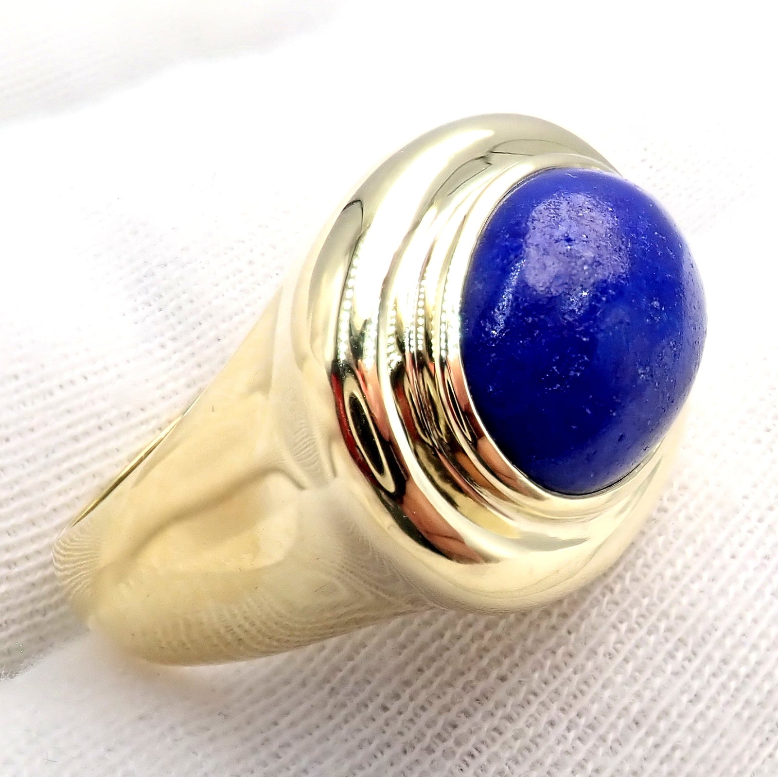 Authentic! Tiffany & Co Paloma Picasso 18k Yellow Gold Large Lapis Oval Ring | Fortrove