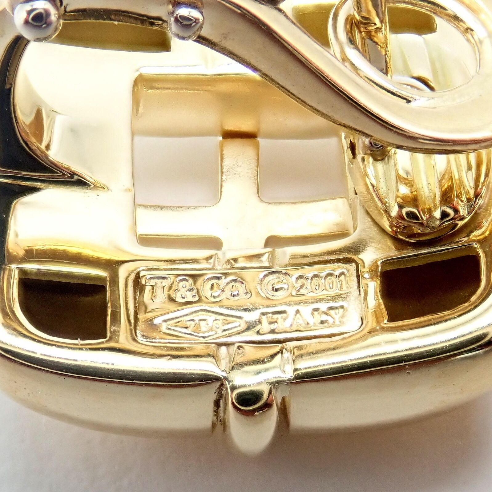 Rare! Vintage Tiffany & Co 18k Yellow Gold Square Window Biscayne Earrings 2001 | Fortrove