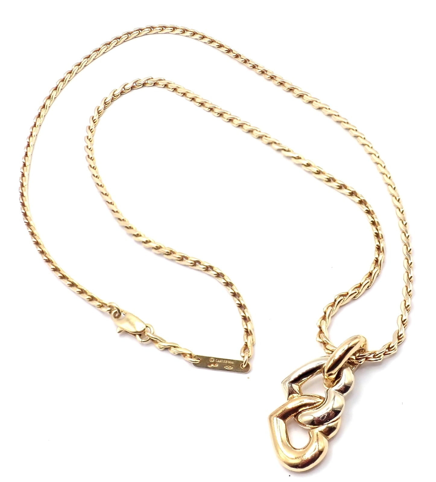 Cartier Jewelry & Watches:Fine Jewelry:Necklaces & Pendants Authentic! Cartier 18k Yellow White Gold Double Heart Pendant Chain Necklace
