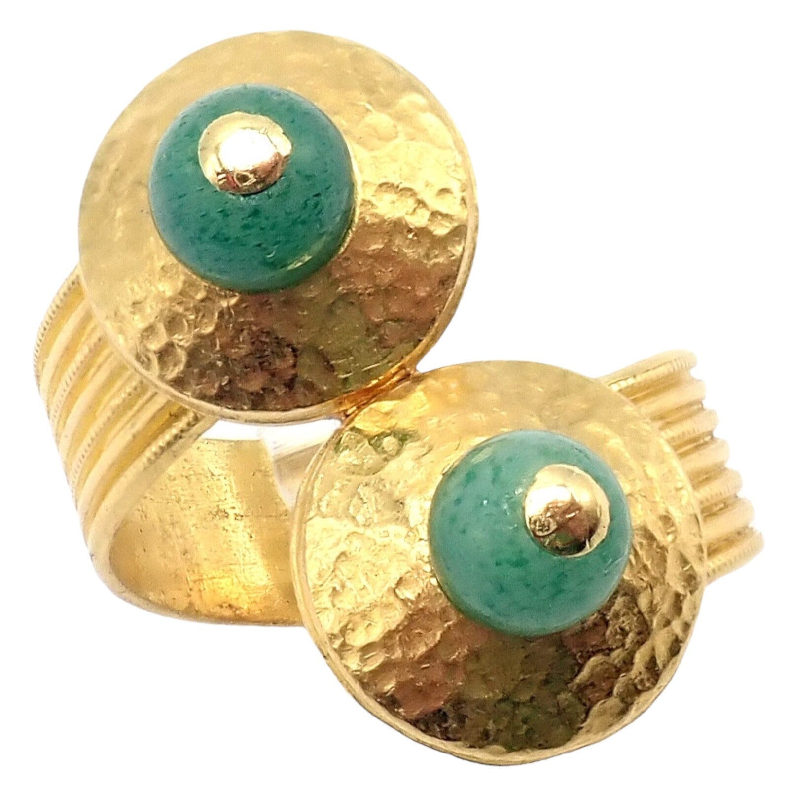 Authentic! Ilias Lalaounis Greece 22k Yellow Gold French Nephrite Ring | Fortrove