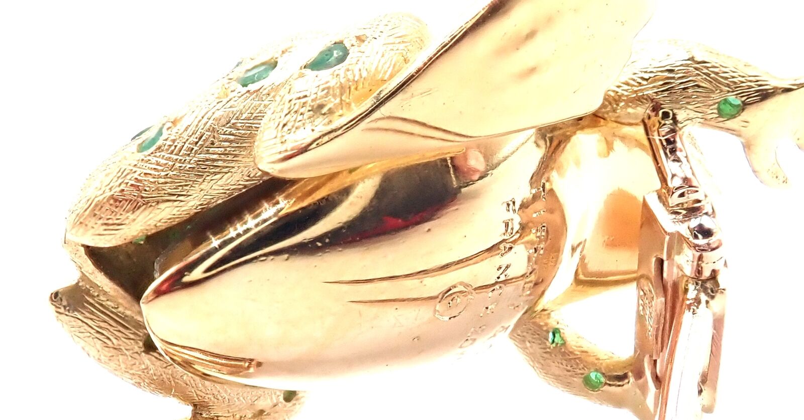 Vintage! Tiffany & Co. France 20k Yellow Gold Ruby Emerald Frog Pin Brooch | Fortrove