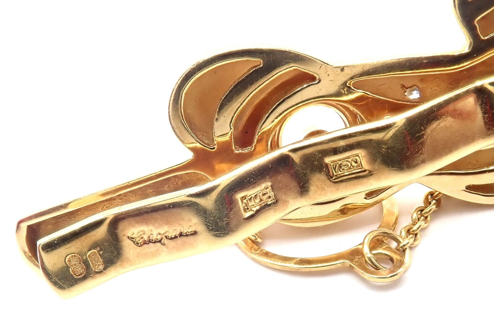 Authentic! Vintage Chopard 18k Yellow Gold Happy Diamond Airplane Tie Clip Clasp | Fortrove