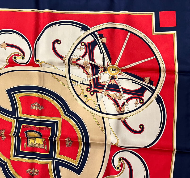 Hermes Clothing, Shoes & Accessories:Women:Women's Accessories:Scarves & Wraps Authentic RARE! Hermes Washington's Carriage Vintage 90cm Silk Scarf