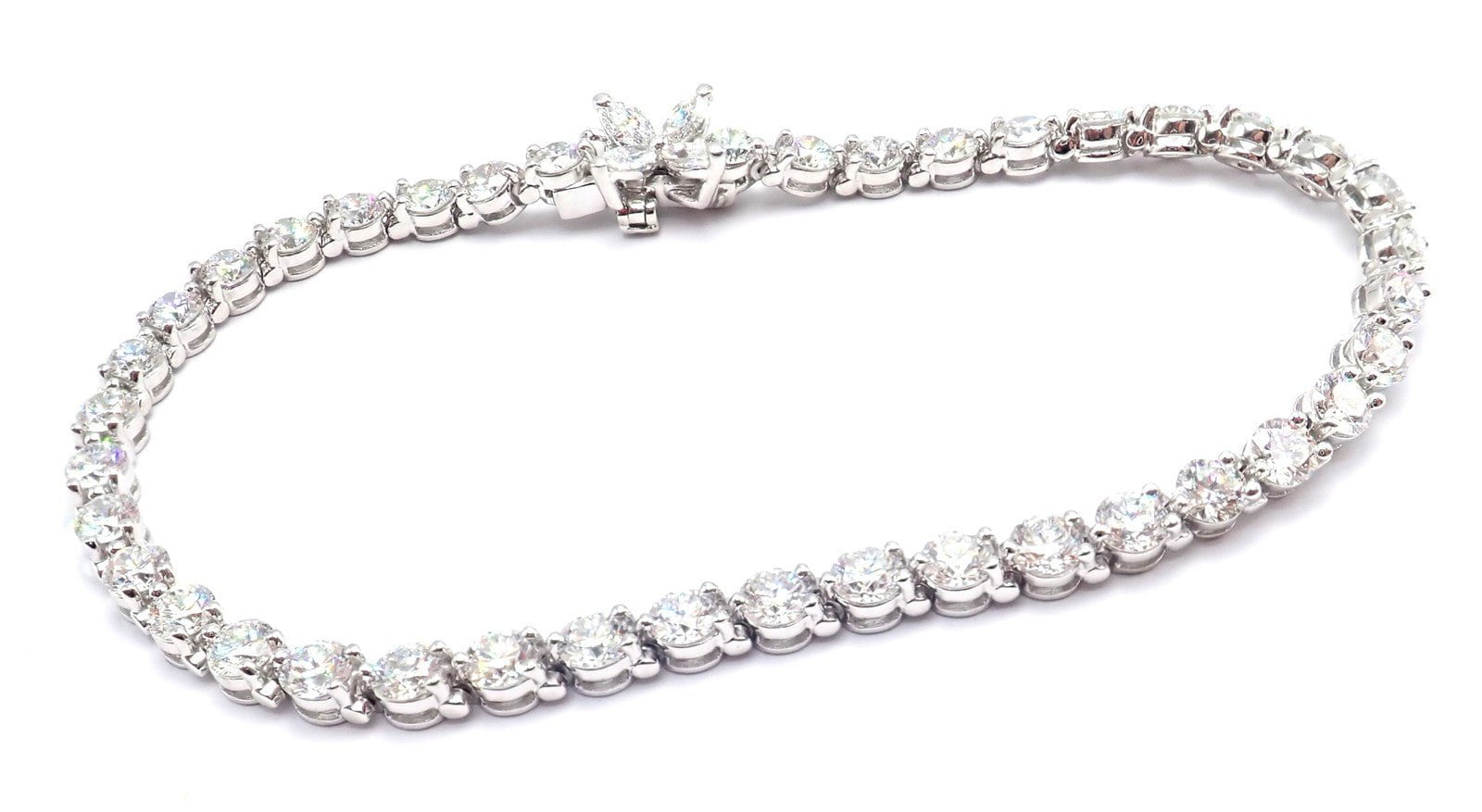 Authentic! Tiffany & Co Victoria Platinum 6.53ct Diamond Line Tennis Bracelet | Fortrove