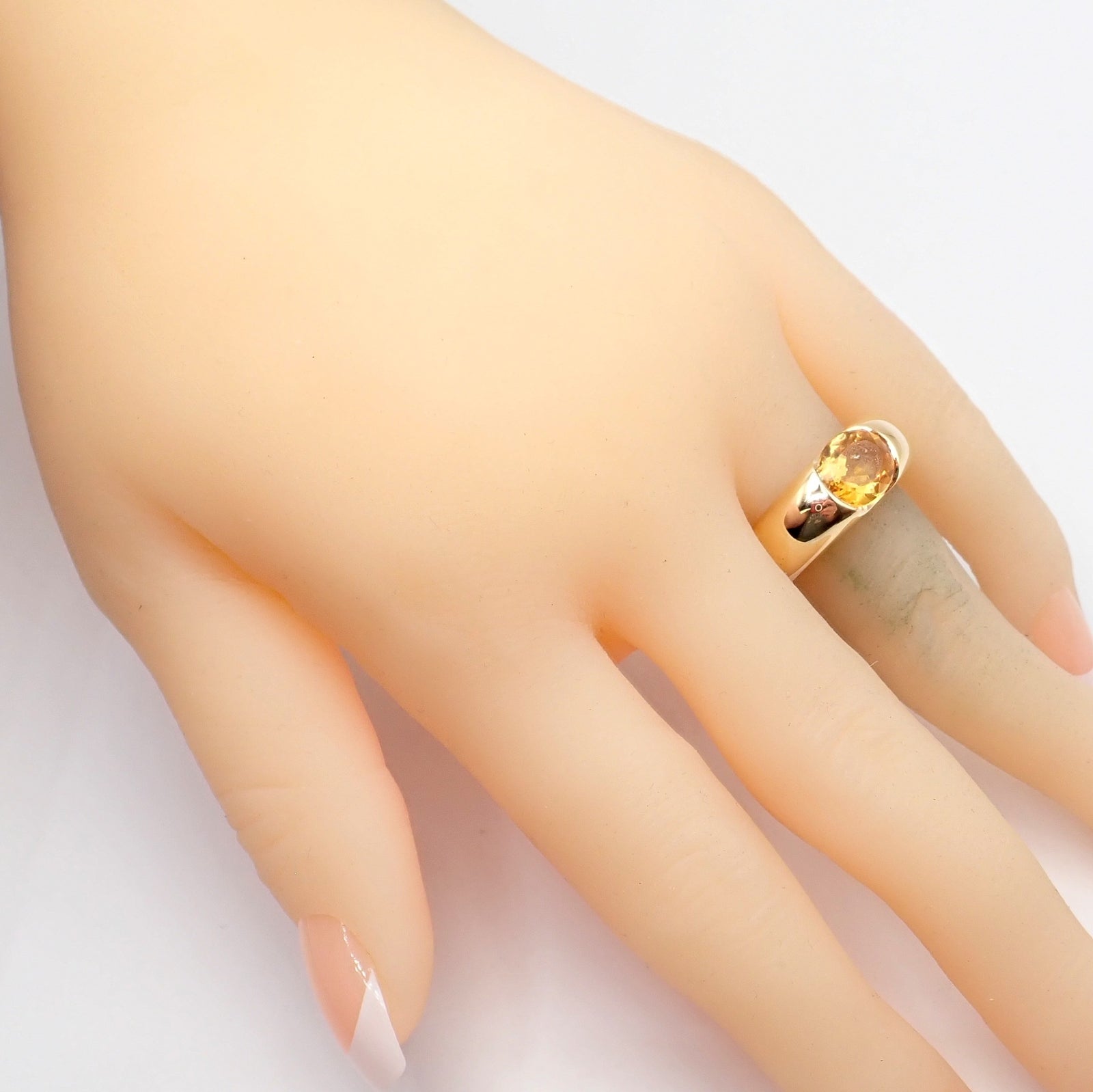 Authentic! Cartier 18k Yellow Gold Citrine Wide Large Ellipse Band Ring Size 5.5 | Fortrove