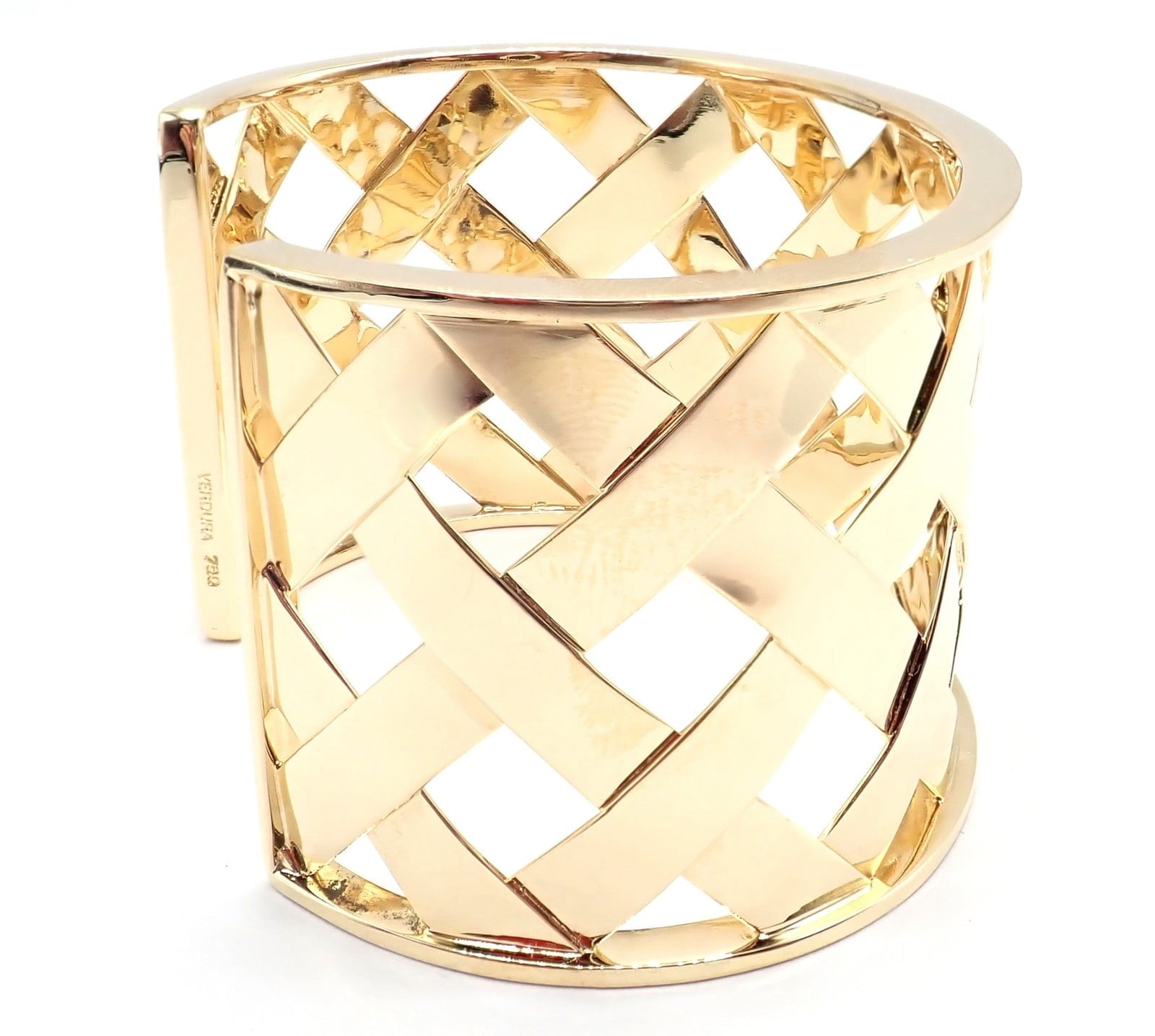 Verdura Jewelry & Watches:Fine Jewelry:Bracelets & Charms Authentic Verdura 18k Yellow Gold Criss Cross Wide Cuff Bracelet