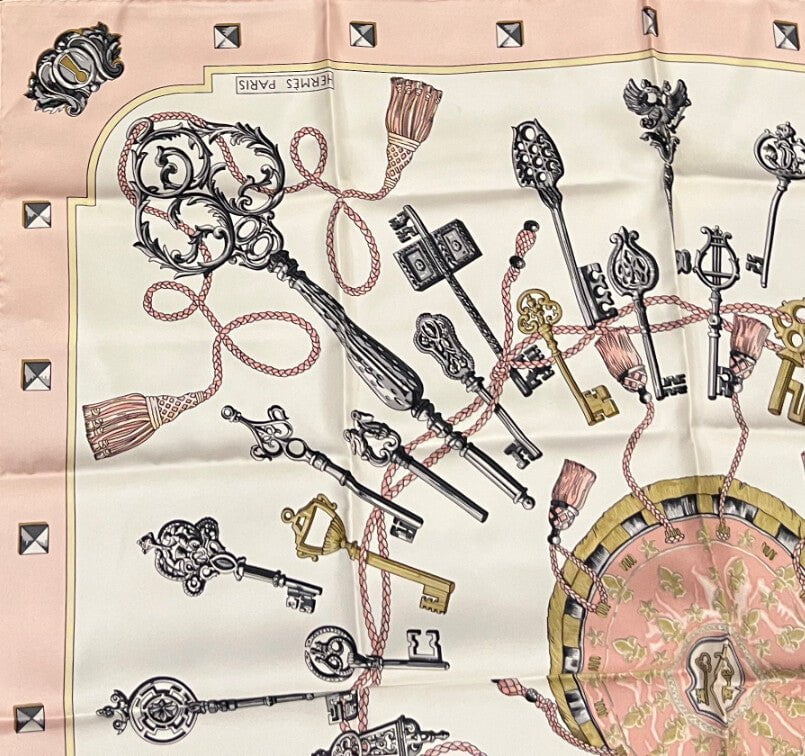 Authentic RARE! Hermes Les Cles Key Vintage 90cm Silk Scarf | Fortrove