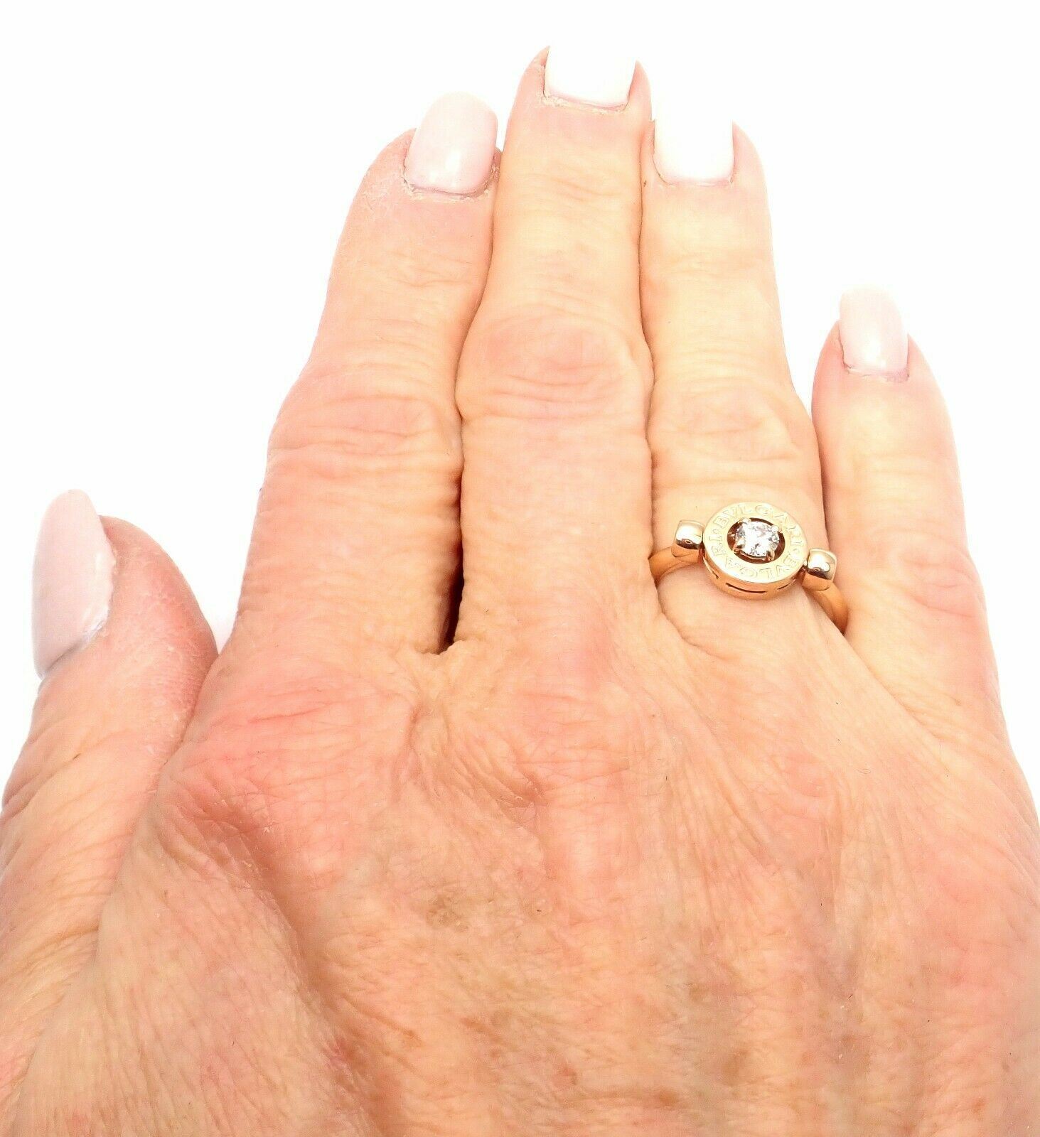 Bulgari Jewelry & Watches:Fine Jewelry:Rings Authentic! BULGARI BVLGARI 18k Rose Gold Diamond Flip Ring Size 5.75
