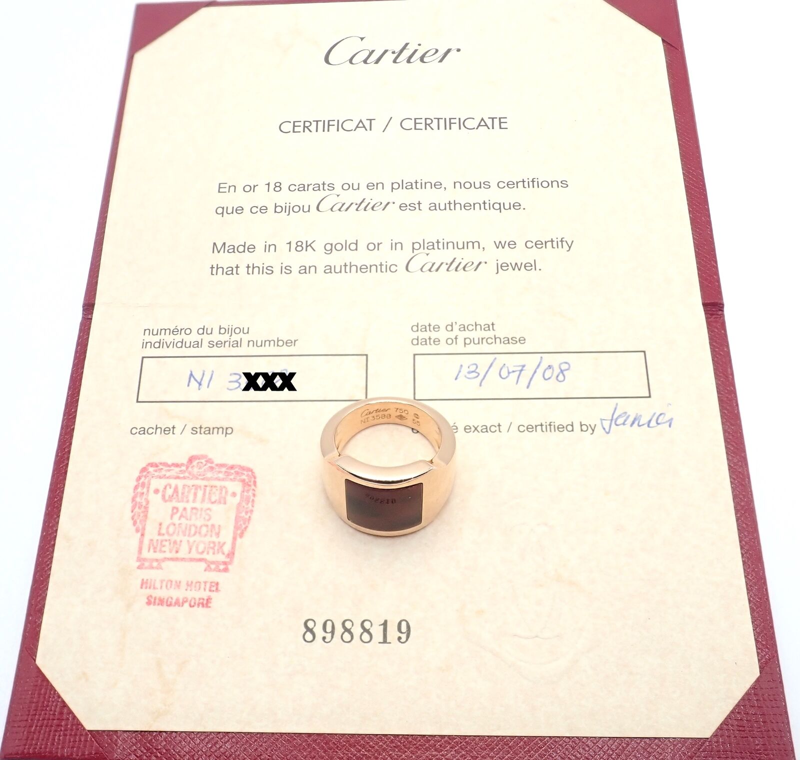 Cartier Jewelry & Watches:Fine Jewelry:Rings Authentic! Cartier 18k Rose Gold Santos Dumont Bull Eye Quartz Ring Certificate