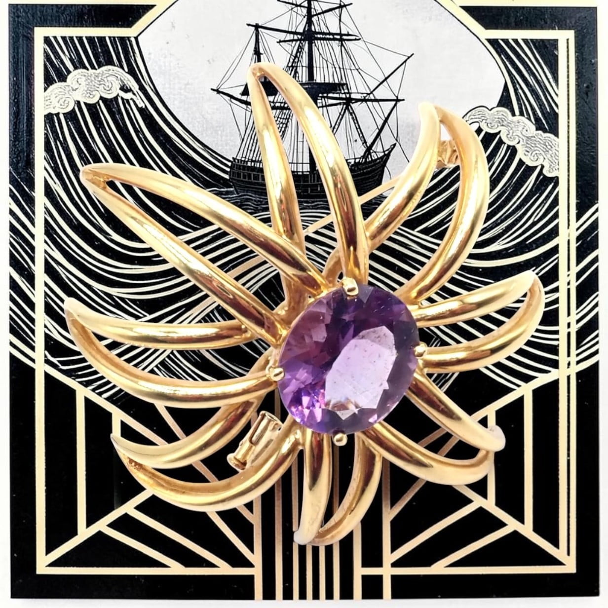 Tiffany & Co. Jewelry & Watches:Fine Jewelry:Brooches & Pins Authentic! Tiffany & Co Fireworks 18k Yellow Gold Amethyst Pin Brooch 1994
