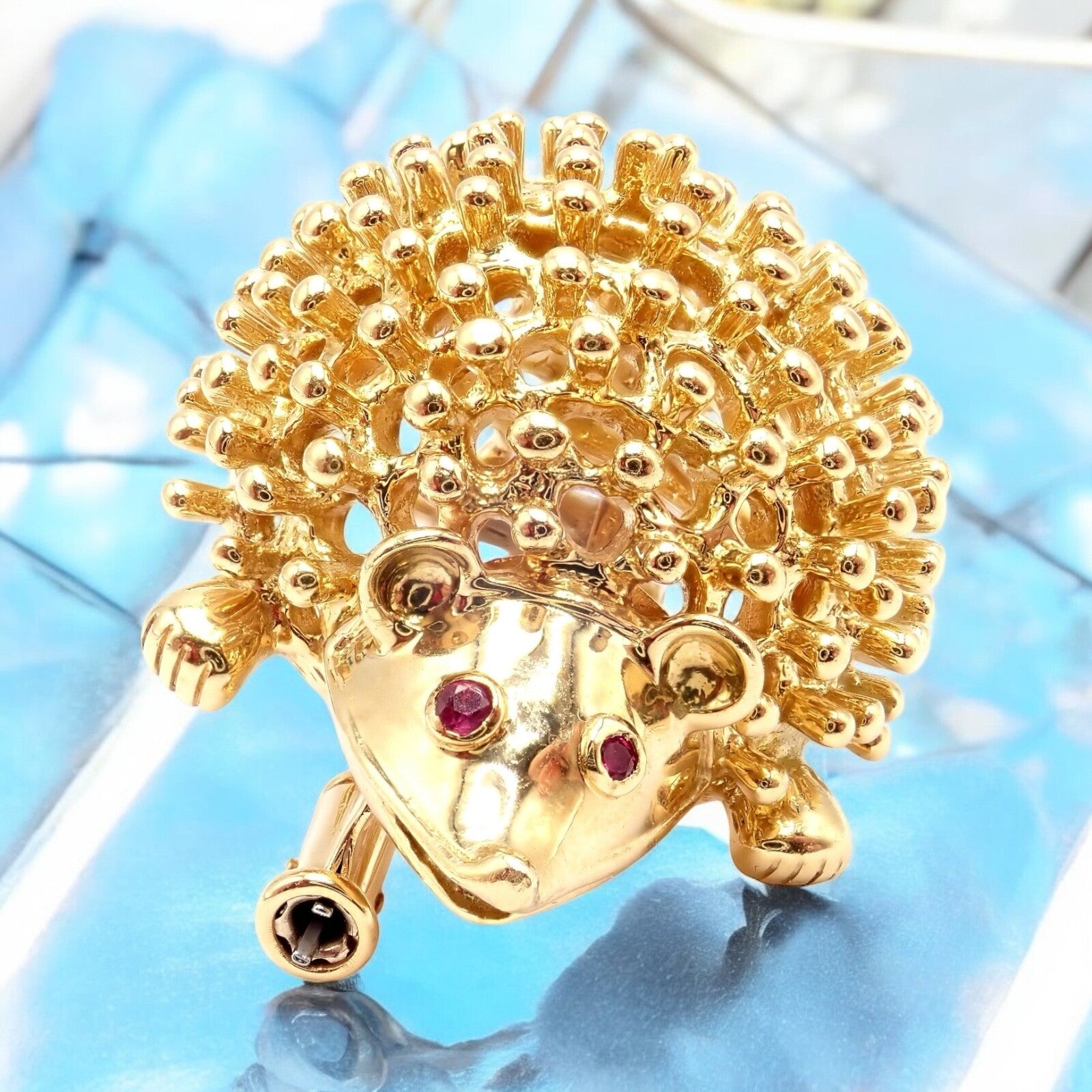 Vintage! Tiffany & Co Schlumberger 18k Yellow Gold Hedgehog Ruby Brooch Pin | Fortrove