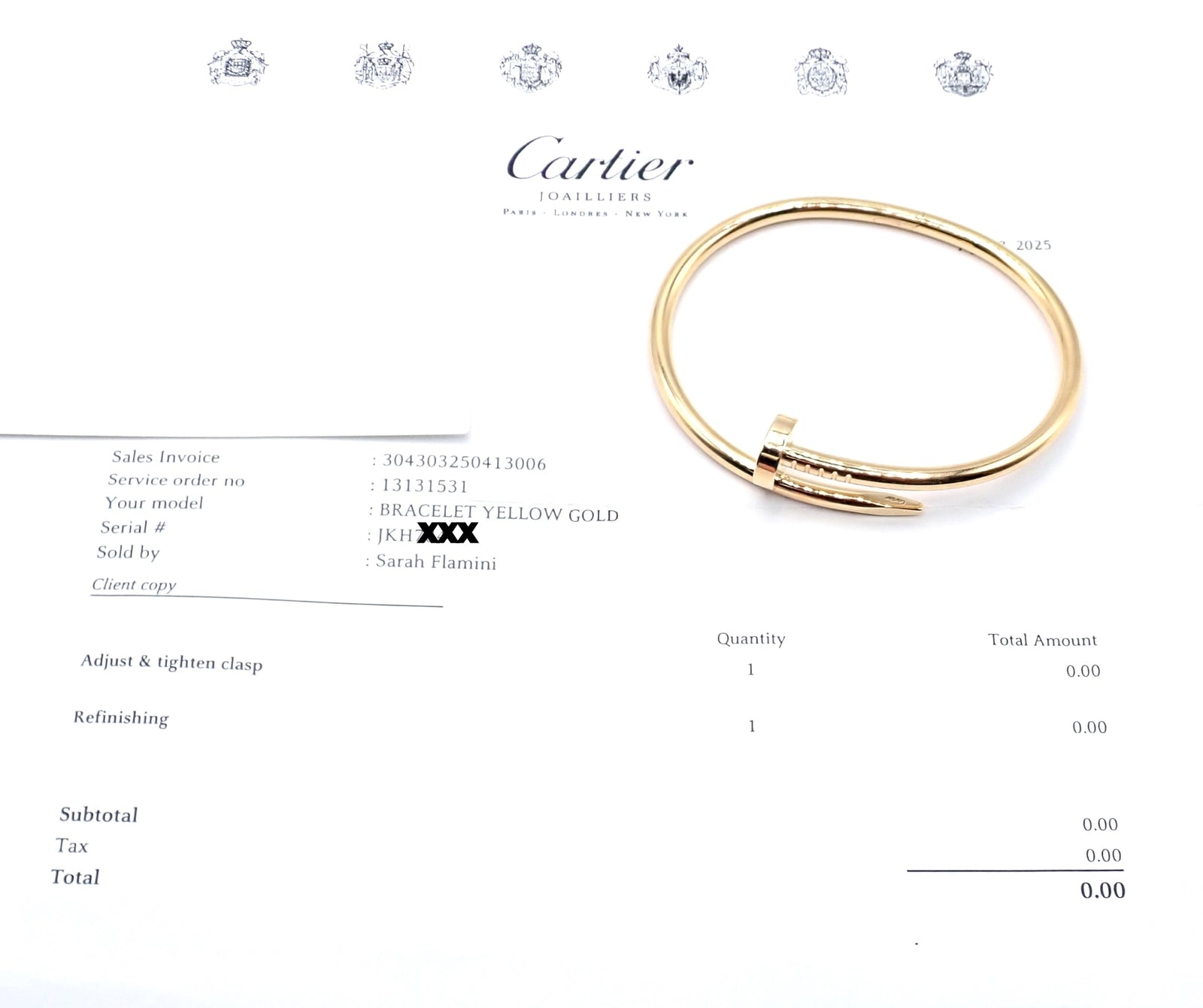 Cartier Juste un Clou Nail 18k Yellow Gold Bangle Bracelet Size 17 Paper | Fortrove