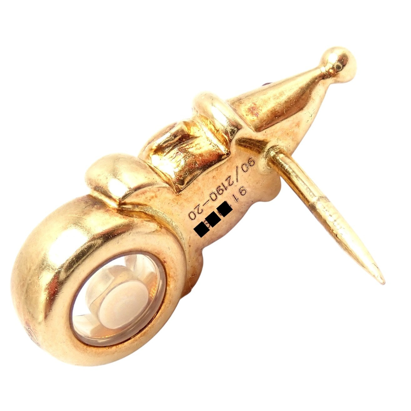 Authentic! Chopard 18k Yellow Gold Clown Happy Diamond Ruby Sapphire Pin Brooch | Fortrove
