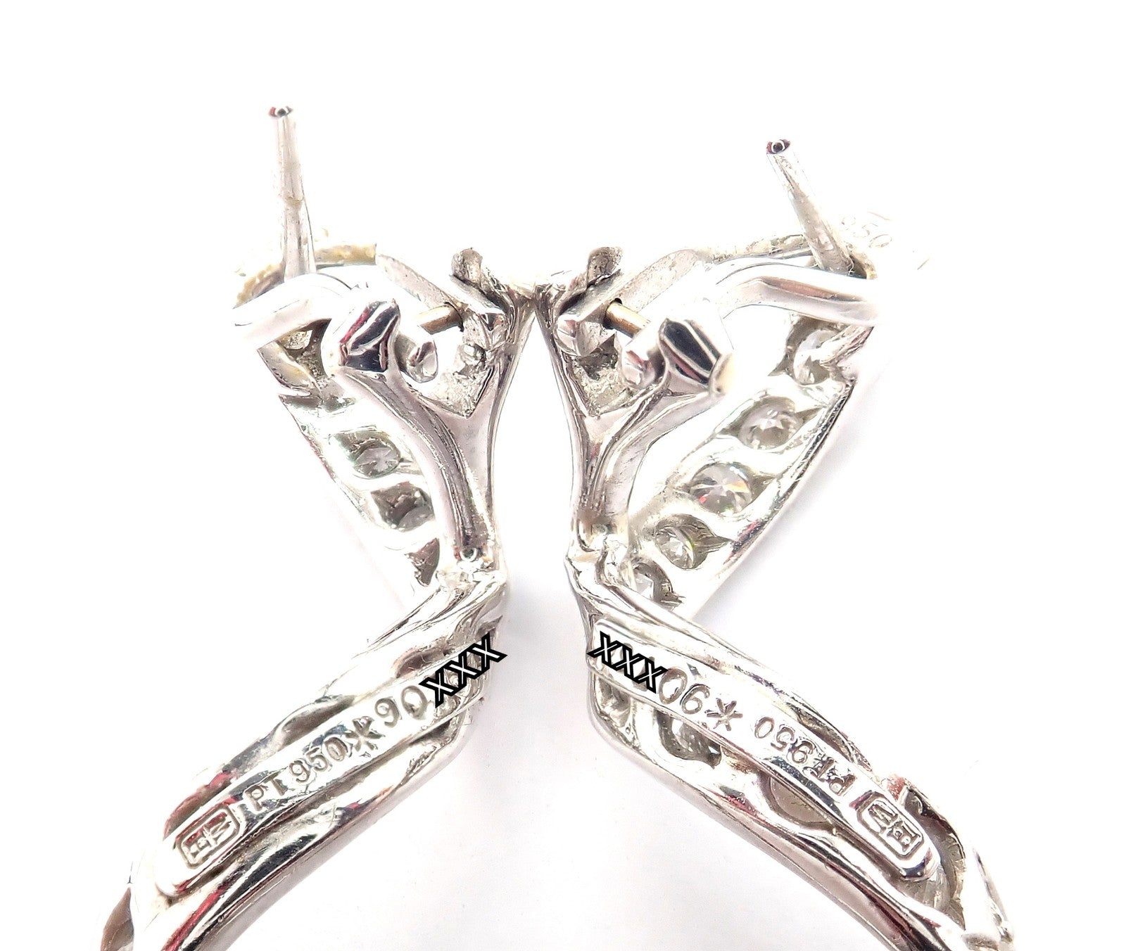 Authentic! Harry Winston Platinum Diamond Twisted Long Hanging Drop Earrings | Fortrove