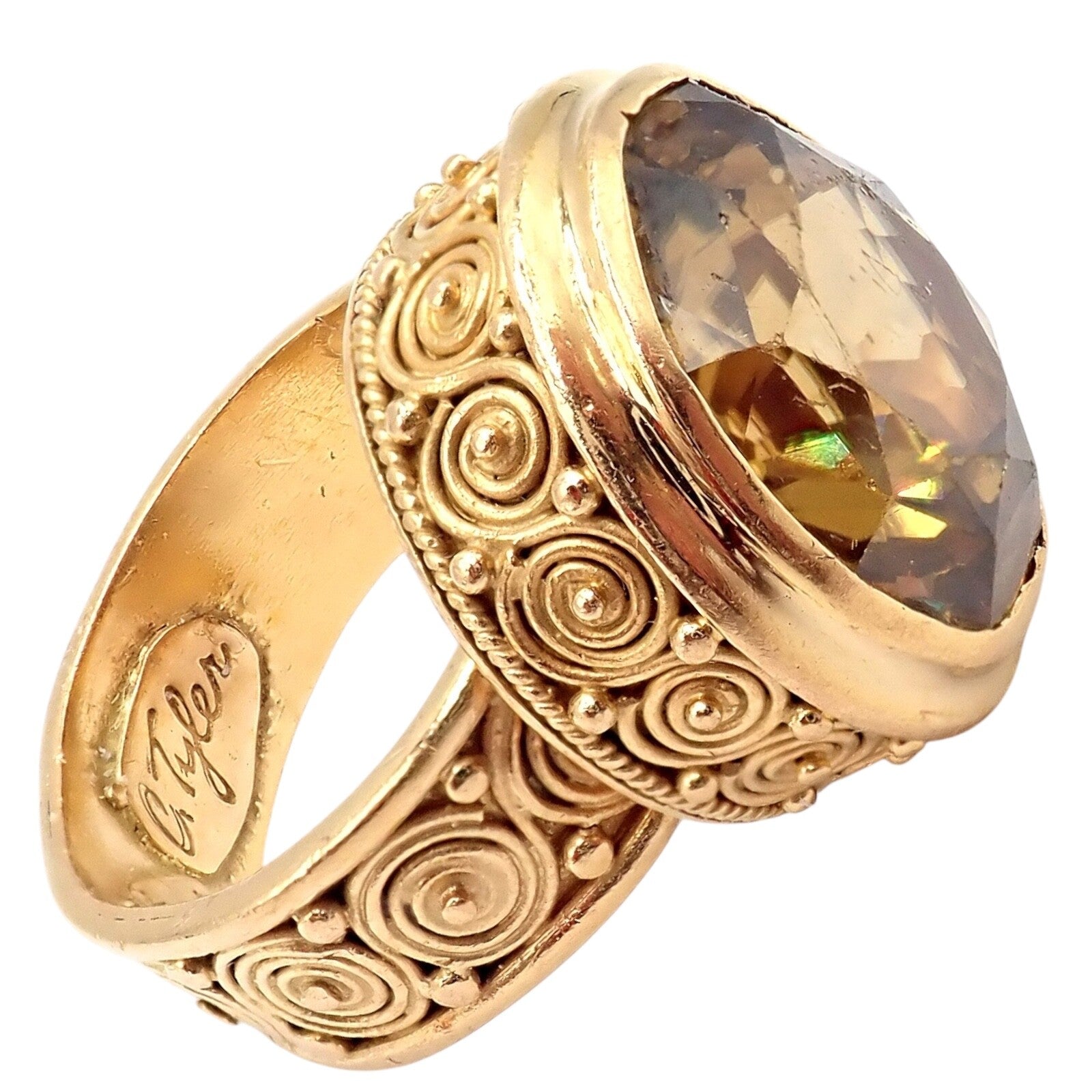 Carolyn Tyler Jewelry & Watches:Fine Jewelry:Rings Carolyn Tyler 22k Yellow Gold Seven Seas Large Golden Yellow Zircon Ring