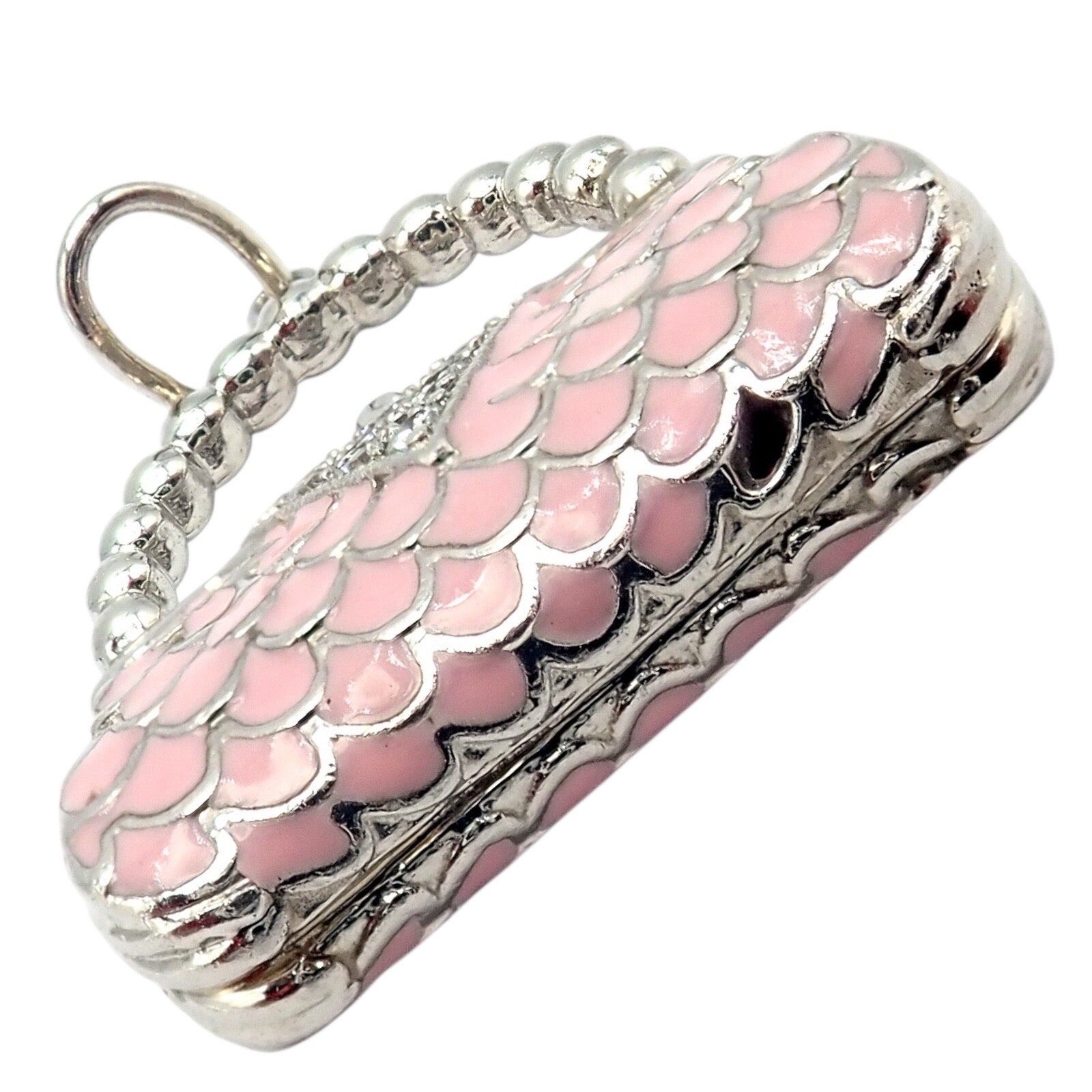 Tiffany & Co. Jewelry & Watches:Fine Jewelry:Necklaces & Pendants Tiffany & Co. Platinum Pink Enamel Diamond Handbag Purse Bag Charm Pendant