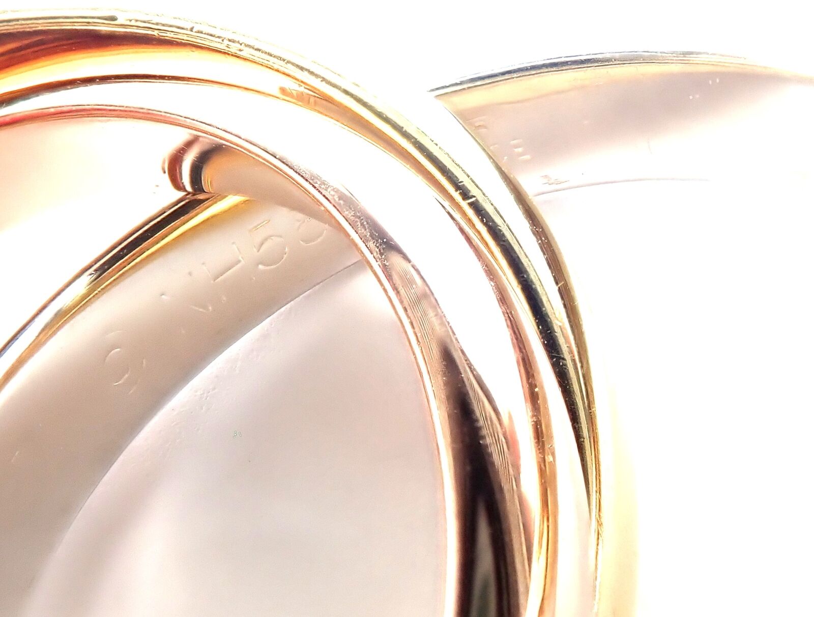 Cartier Trinity Classic Diamond 18k White Yellow Rose Gold Band Ring 6.75 Paper | Fortrove