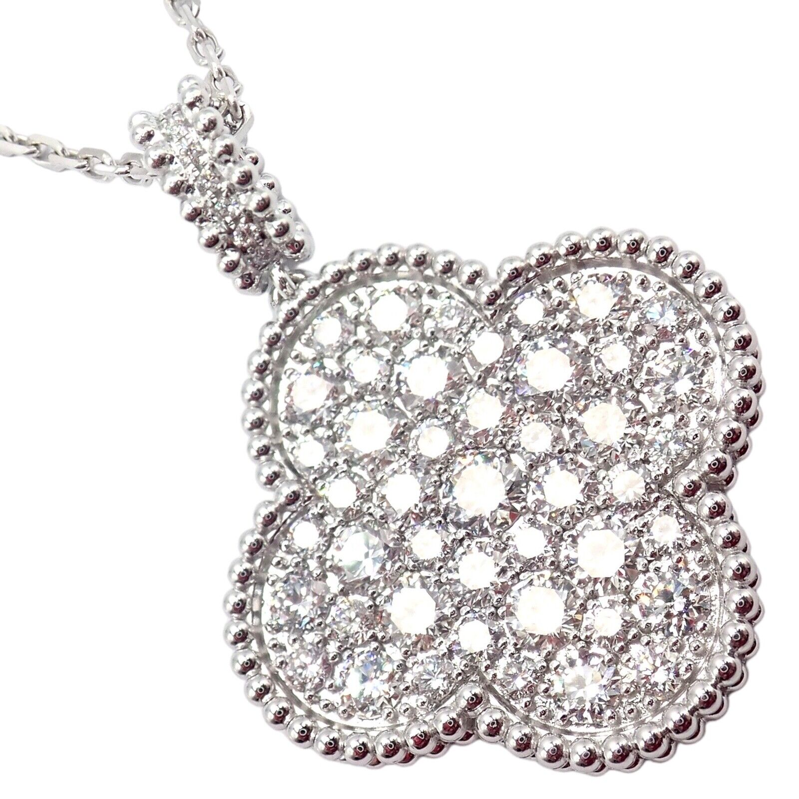 Van Cleef & Arpels Jewelry & Watches:Fine Jewelry:Necklaces & Pendants Van Cleef & Arpels Magic Alhambra 18k White Gold Diamond 1 Motif Long Necklace