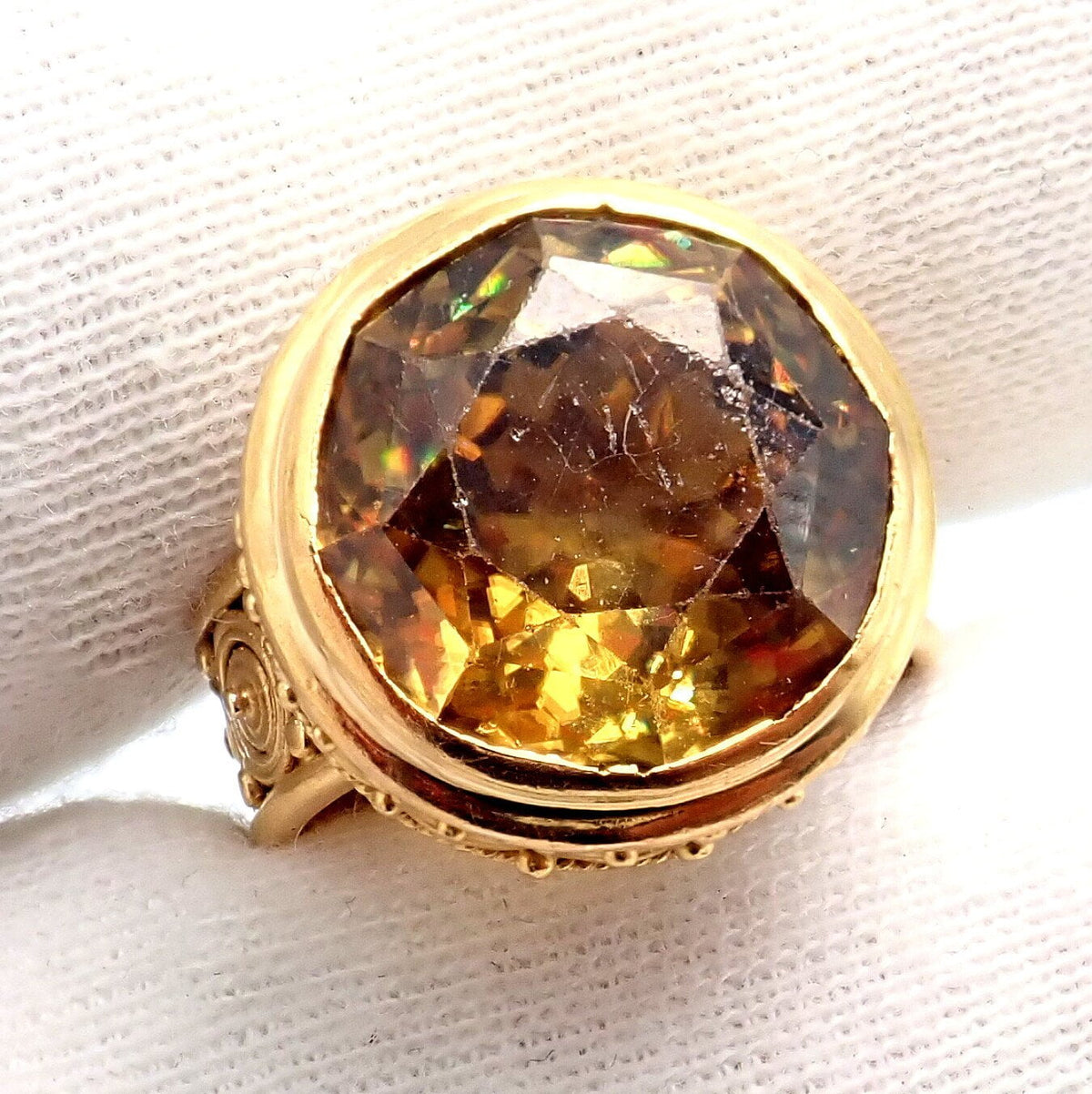 Carolyn Tyler Jewelry & Watches:Fine Jewelry:Rings Carolyn Tyler 22k Yellow Gold Seven Seas Large Golden Yellow Zircon Ring