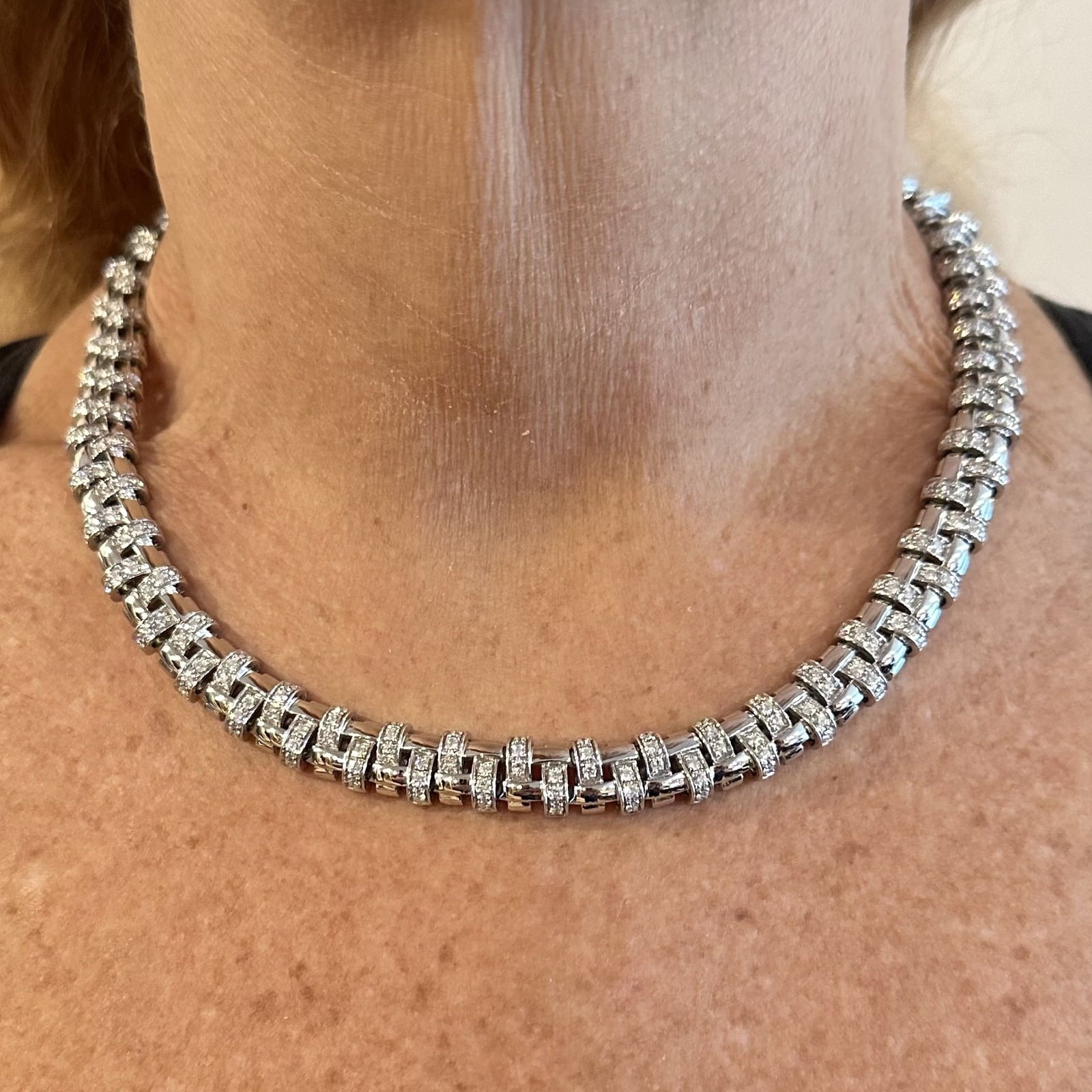 Tiffany & Co. Jewelry & Watches:Fine Jewelry:Necklaces & Pendants Authentic! Tiffany & Co Vannerie 18k White Gold Basket Weave Diamond Necklace