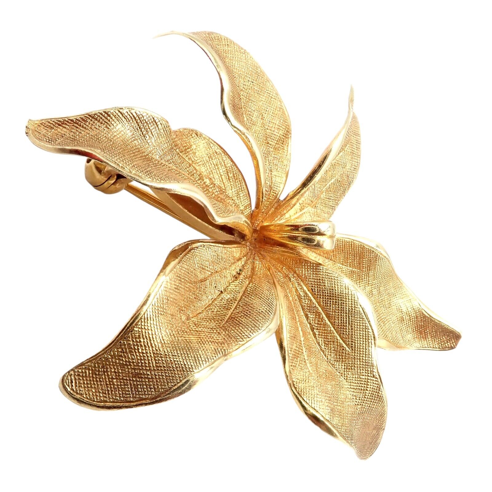 Authentic! Vintage Tiffany & Co 14k Yellow Gold Germany Large Flower Pin Brooch | Fortrove