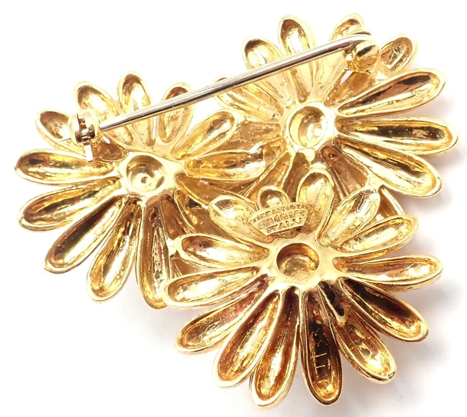Vintage! Authentic Tiffany & Co. 18k Yellow Gold Sapphire Flower Pin Brooch | Fortrove